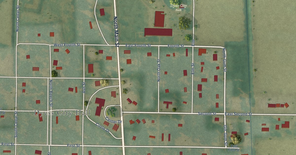 Map of Dyess, Arkansas in 2026