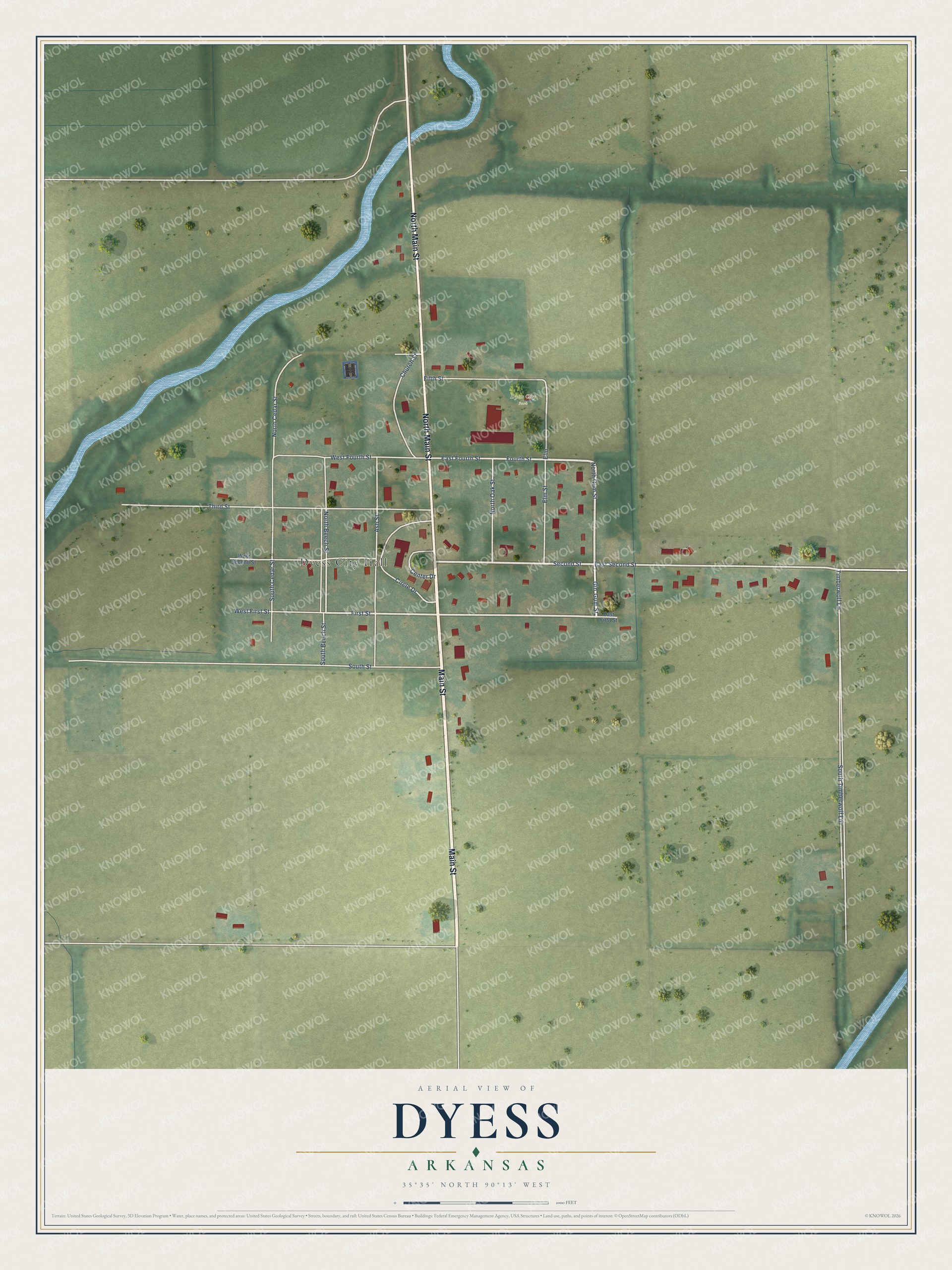 Watermarked full-map preview of Dyess, Arkansas