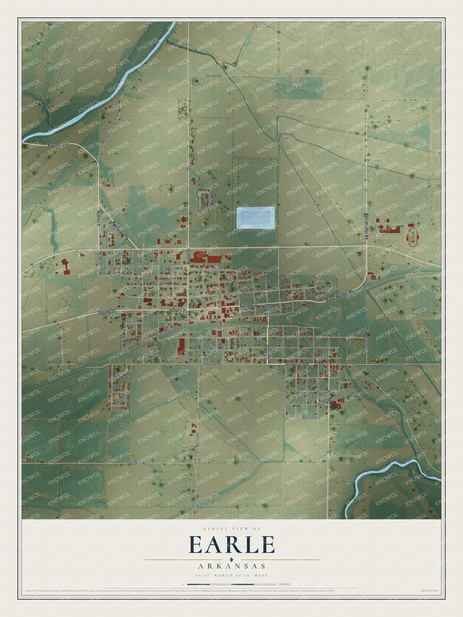 Watermarked full-map preview of Earle, Arkansas