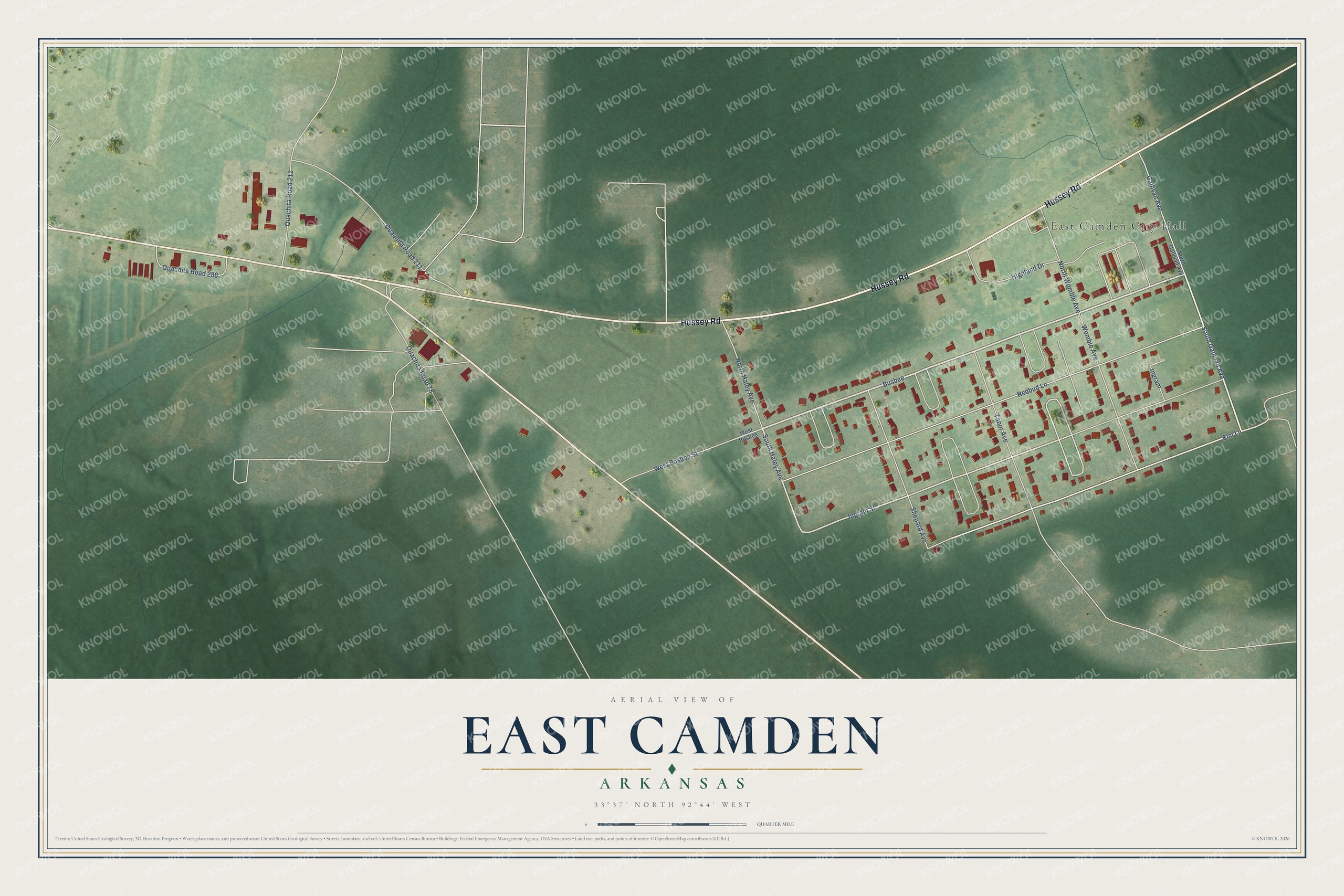 Watermarked full-map preview of East Camden, Arkansas