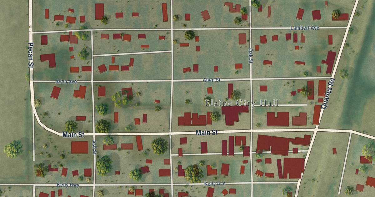 Map of Elaine, Arkansas in 2026