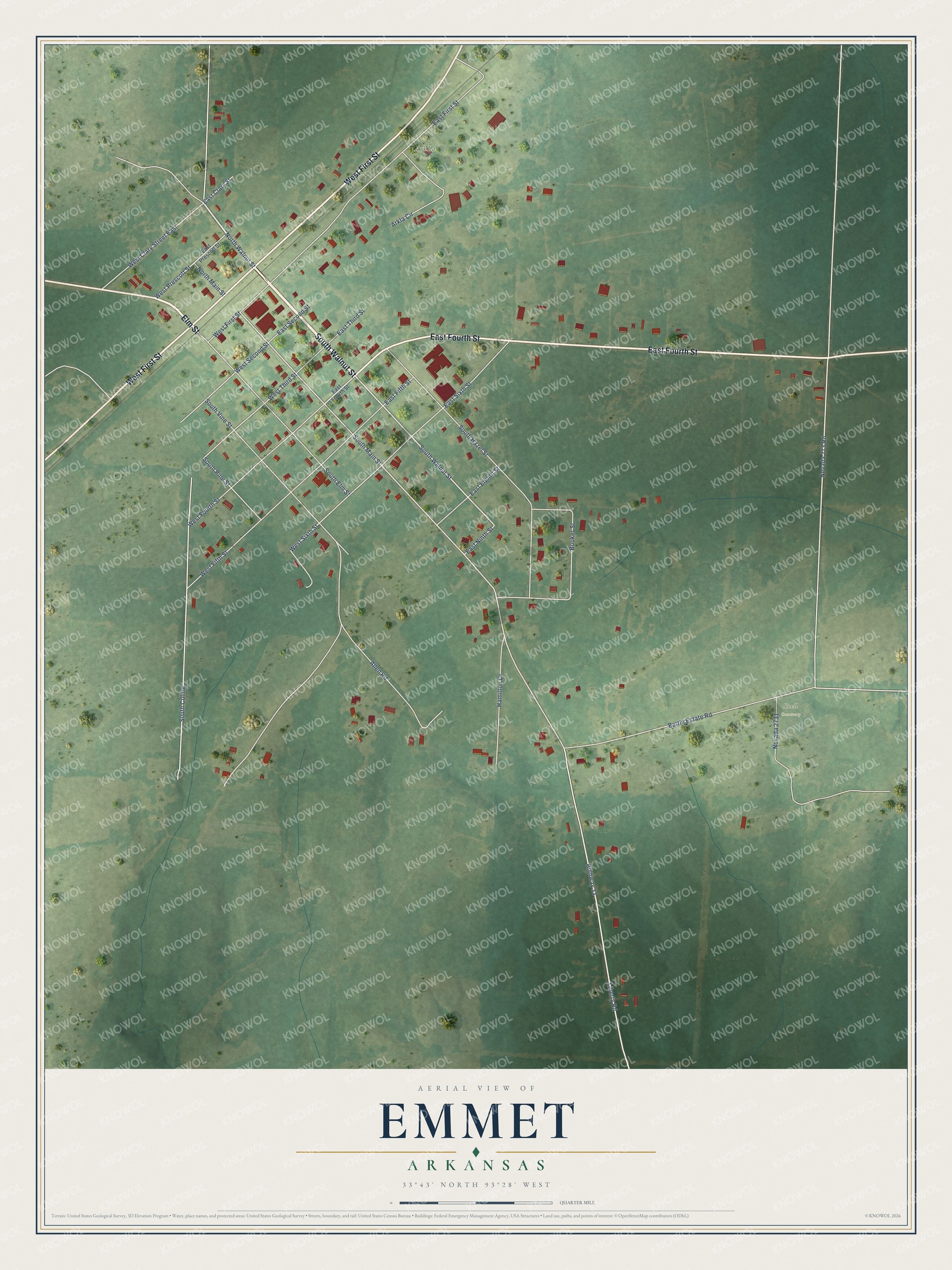 Watermarked full-map preview of Emmet, Arkansas