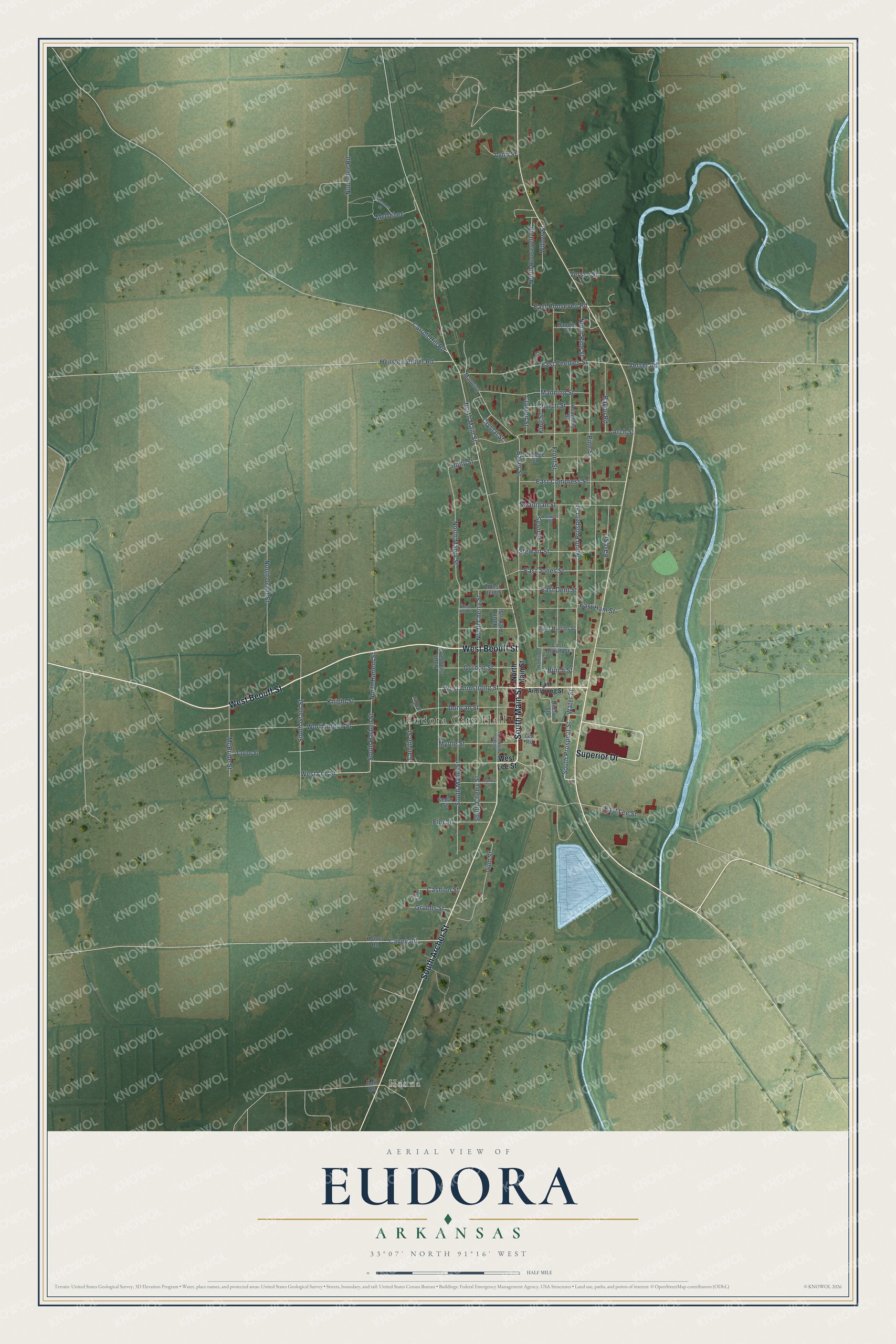 Watermarked full-map preview of Eudora, Arkansas