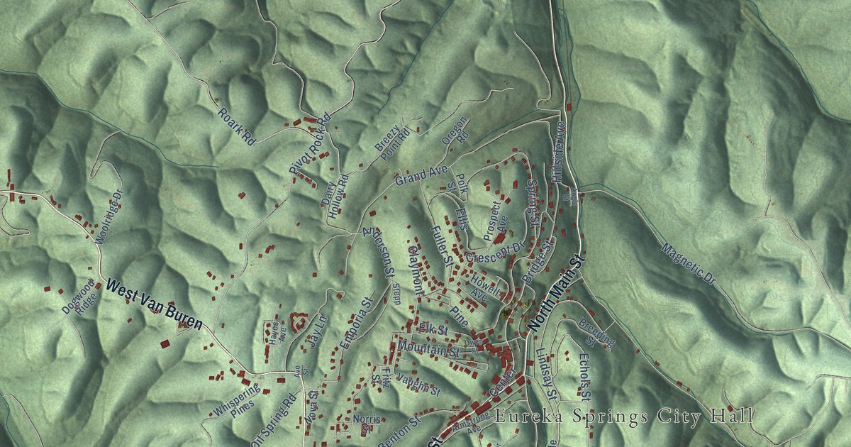 Map of Eureka Springs, Arkansas in 2026