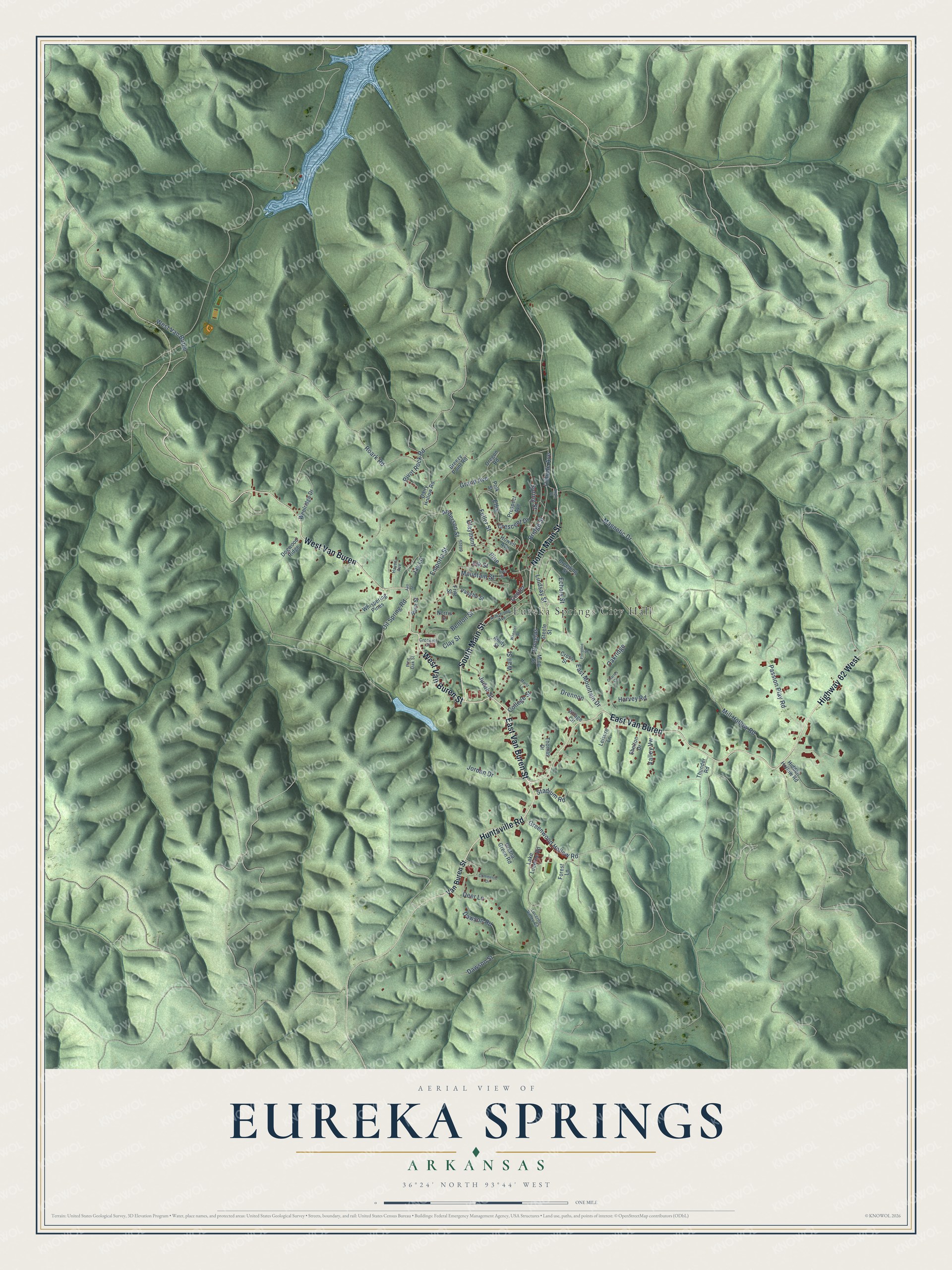 Watermarked full-map preview of Eureka Springs, Arkansas