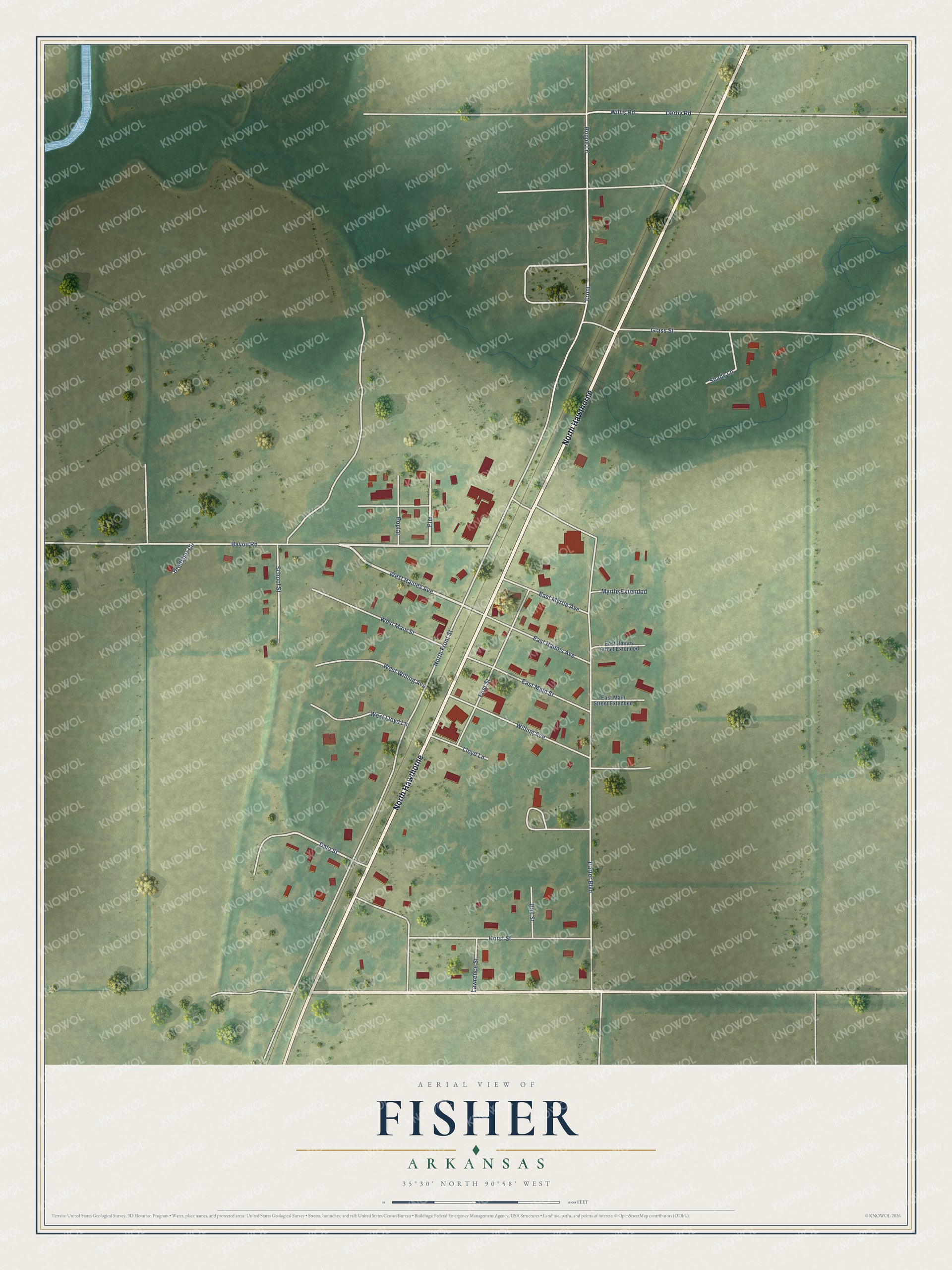 Watermarked full-map preview of Fisher, Arkansas