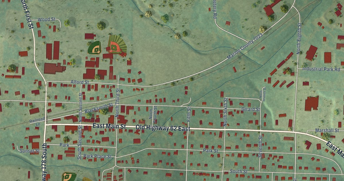 Map of Flippin, Arkansas in 2026