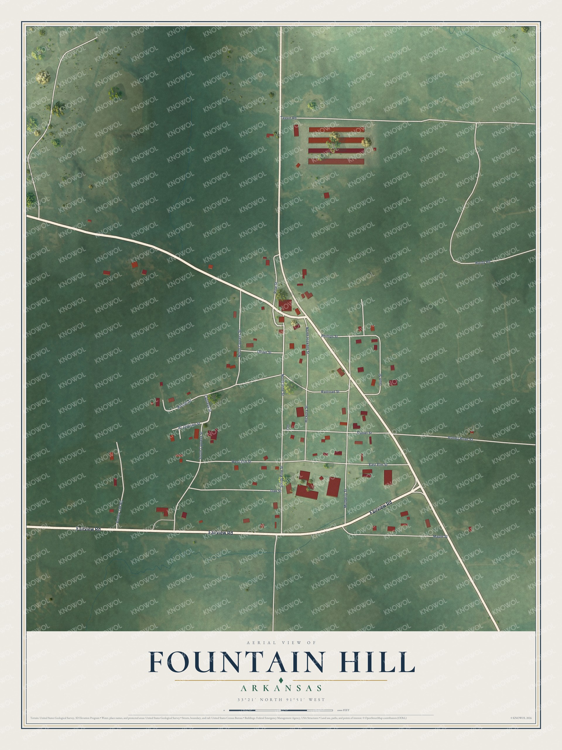 Watermarked full-map preview of Fountain Hill, Arkansas