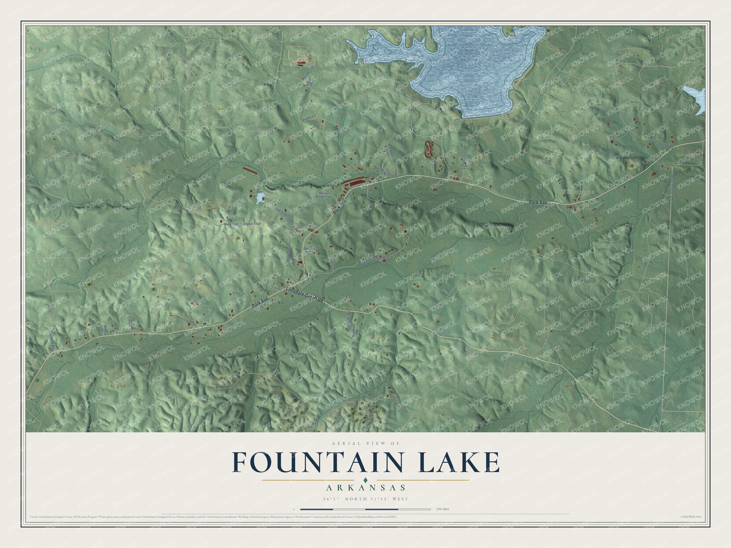 Watermarked full-map preview of Fountain Lake, Arkansas