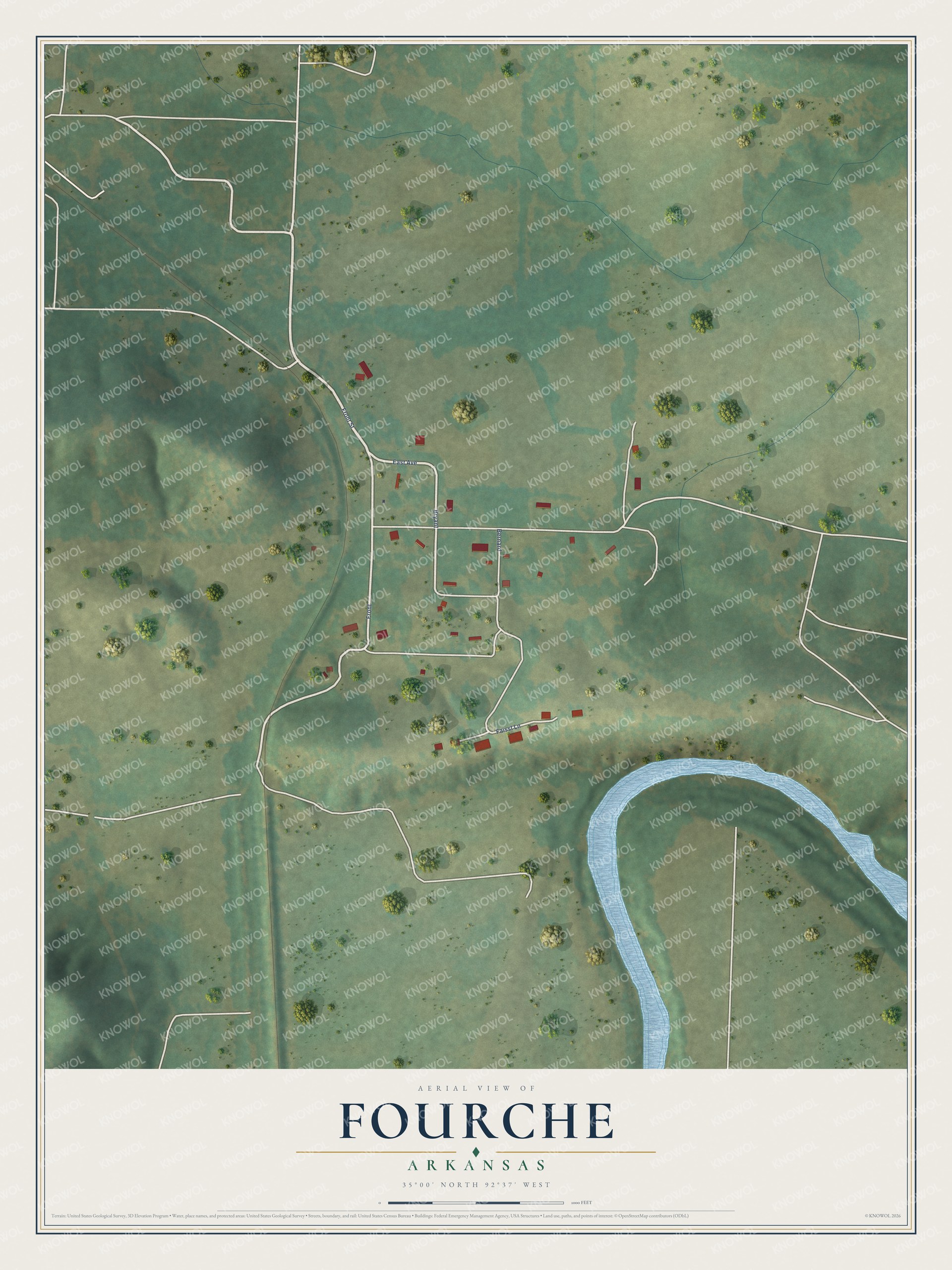 Watermarked full-map preview of Fourche, Arkansas
