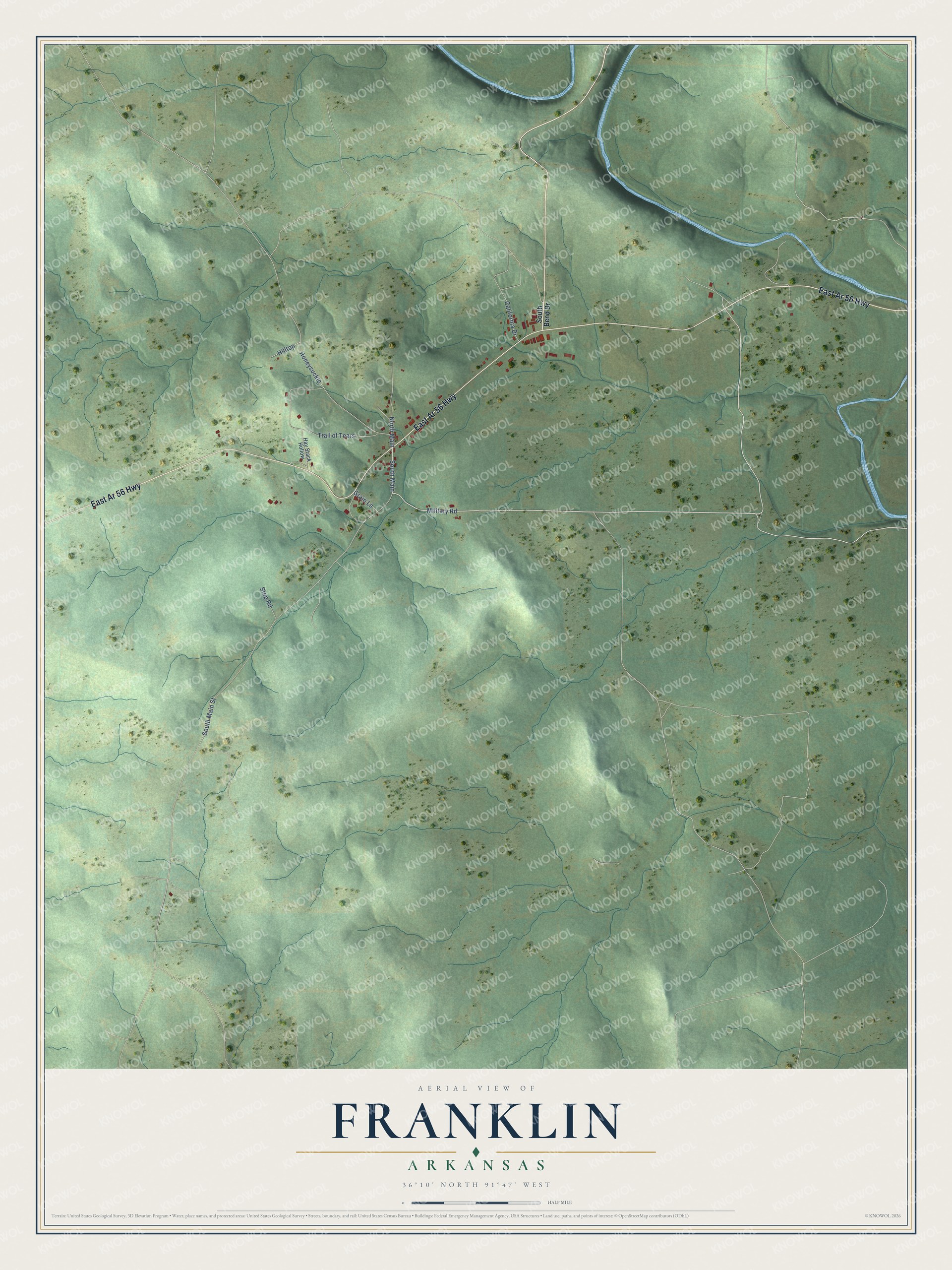 Watermarked full-map preview of Franklin, Arkansas