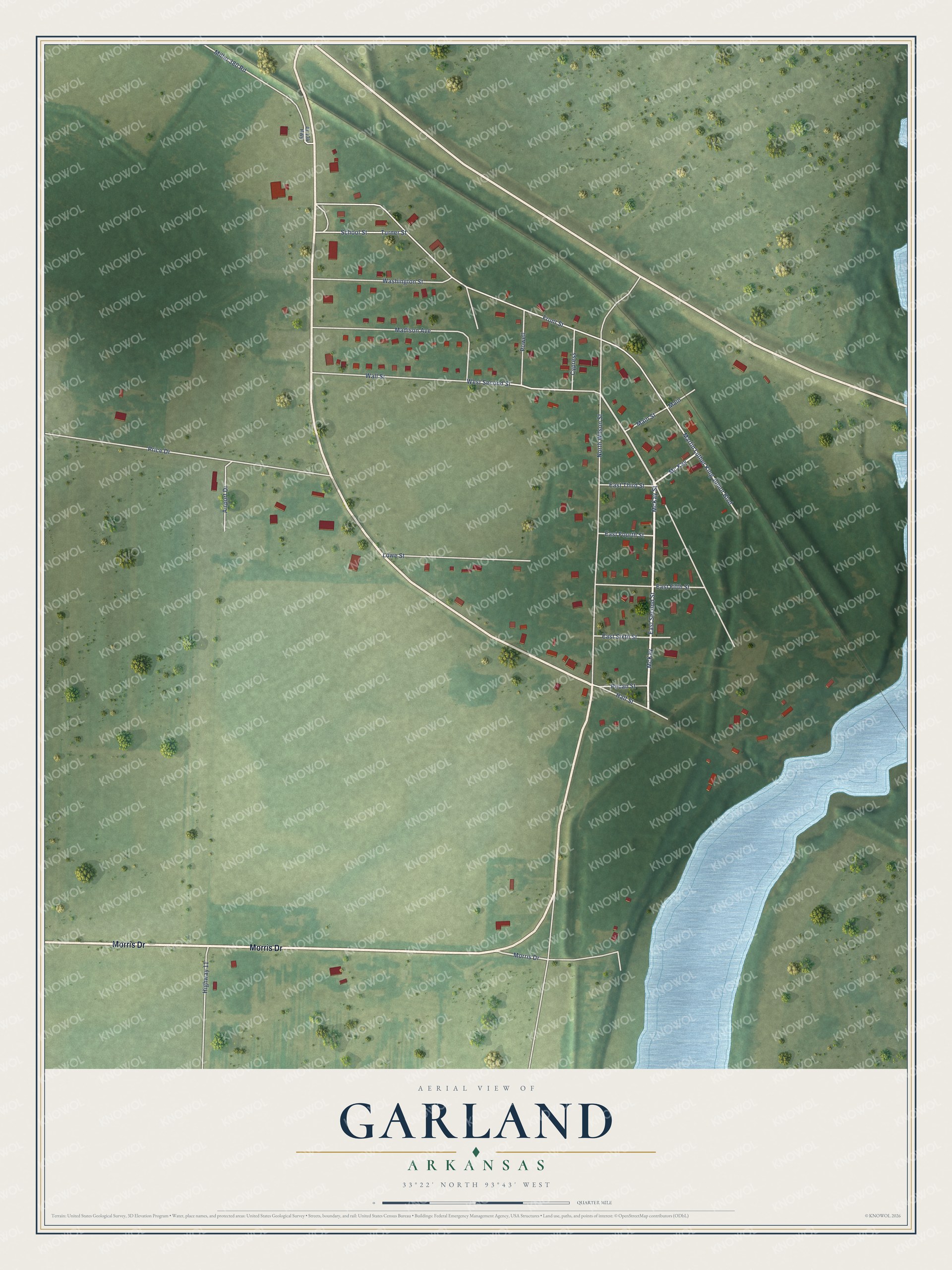 Watermarked full-map preview of Garland, Arkansas