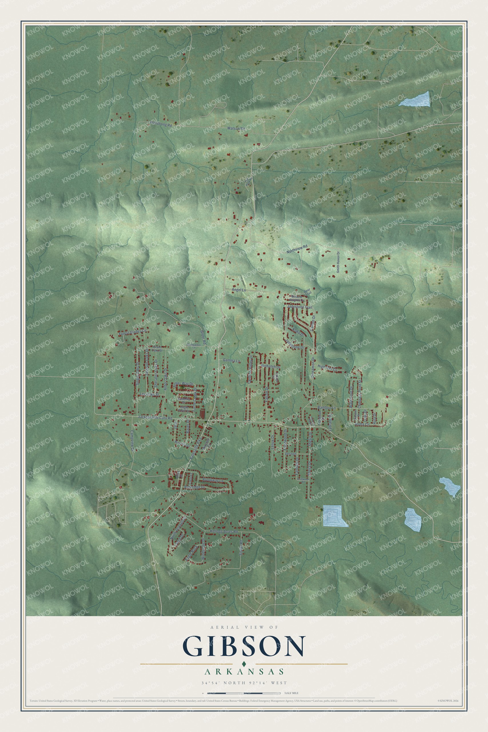 Watermarked full-map preview of Gibson, Arkansas