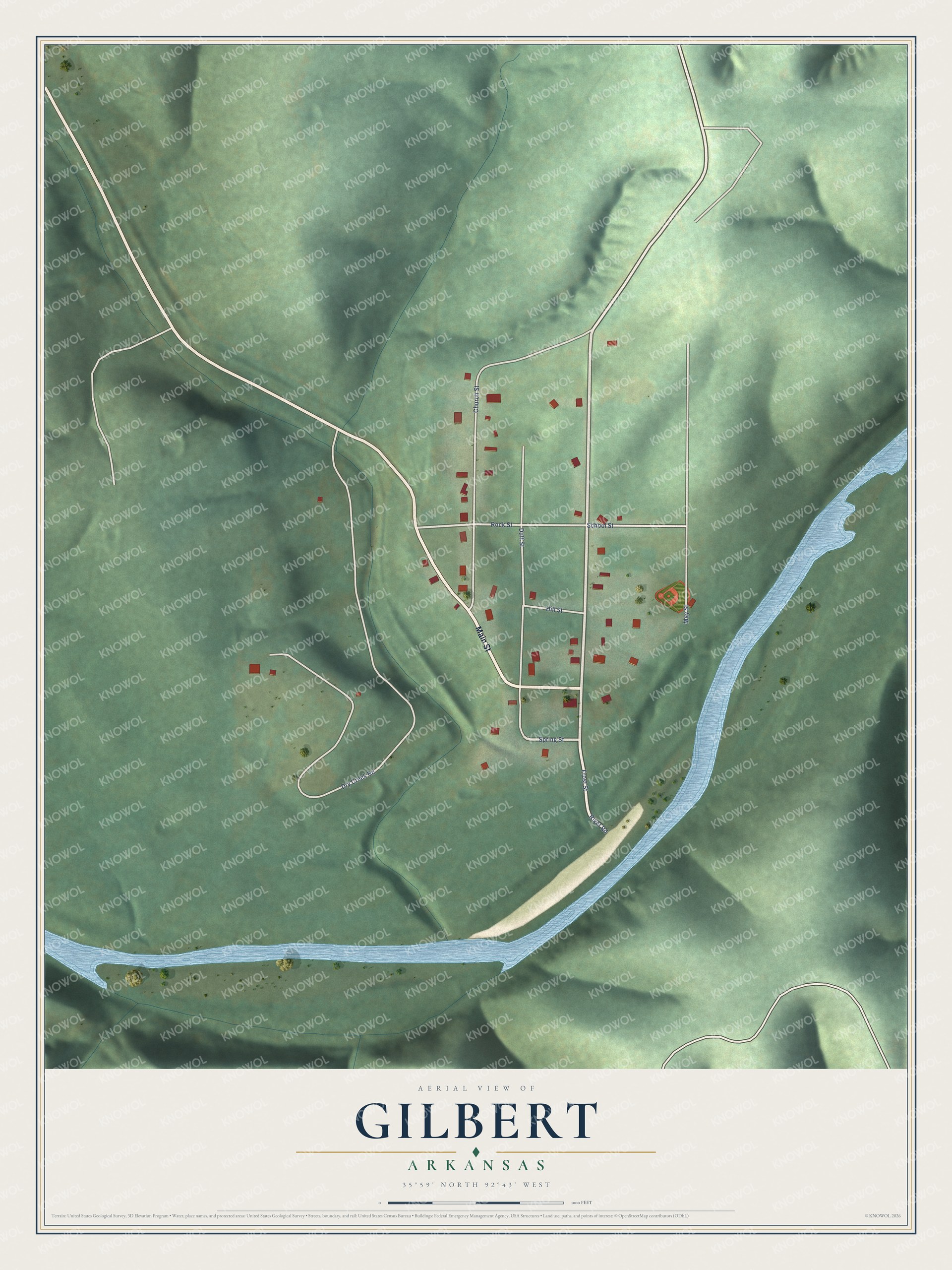 Watermarked full-map preview of Gilbert, Arkansas