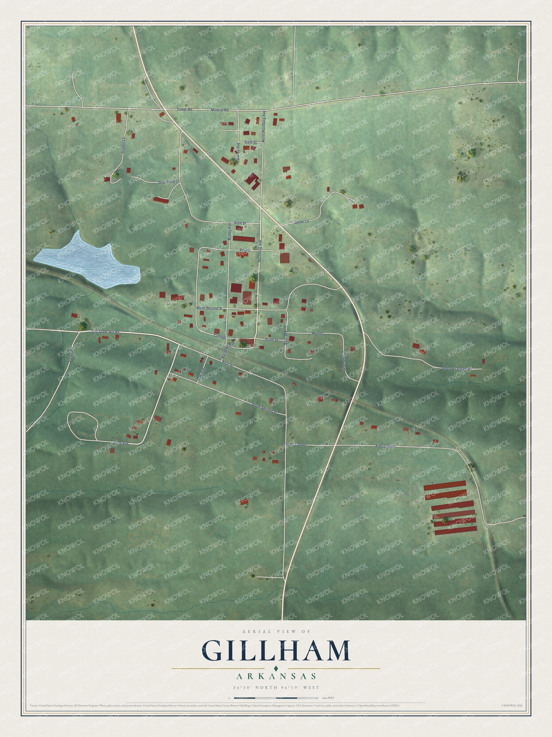 Watermarked full-map preview of Gillham, Arkansas