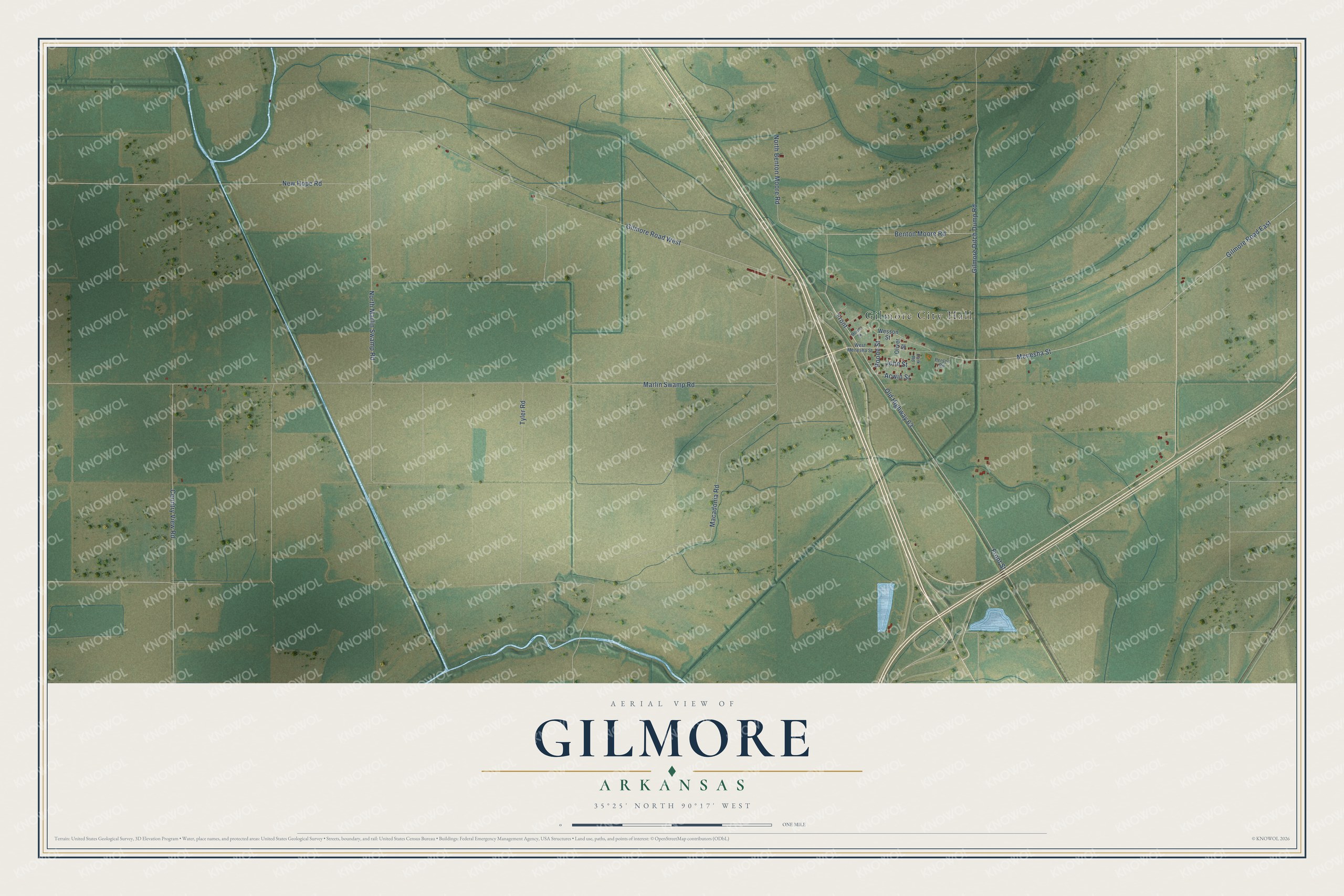 Watermarked full-map preview of Gilmore, Arkansas