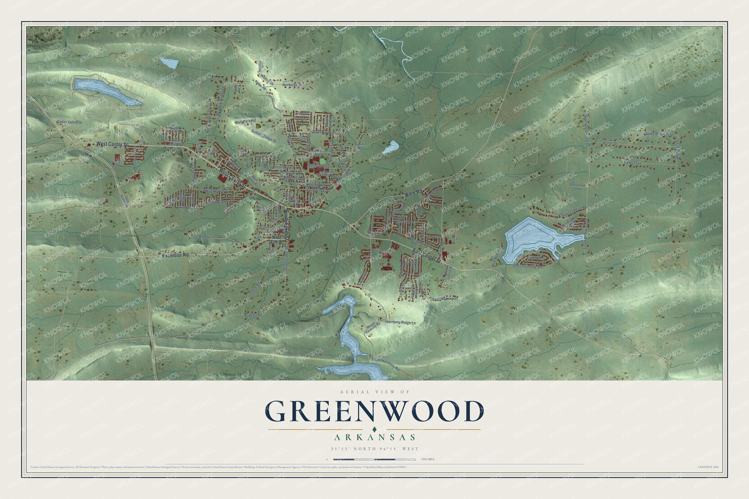 Watermarked full-map preview of Greenwood, Arkansas