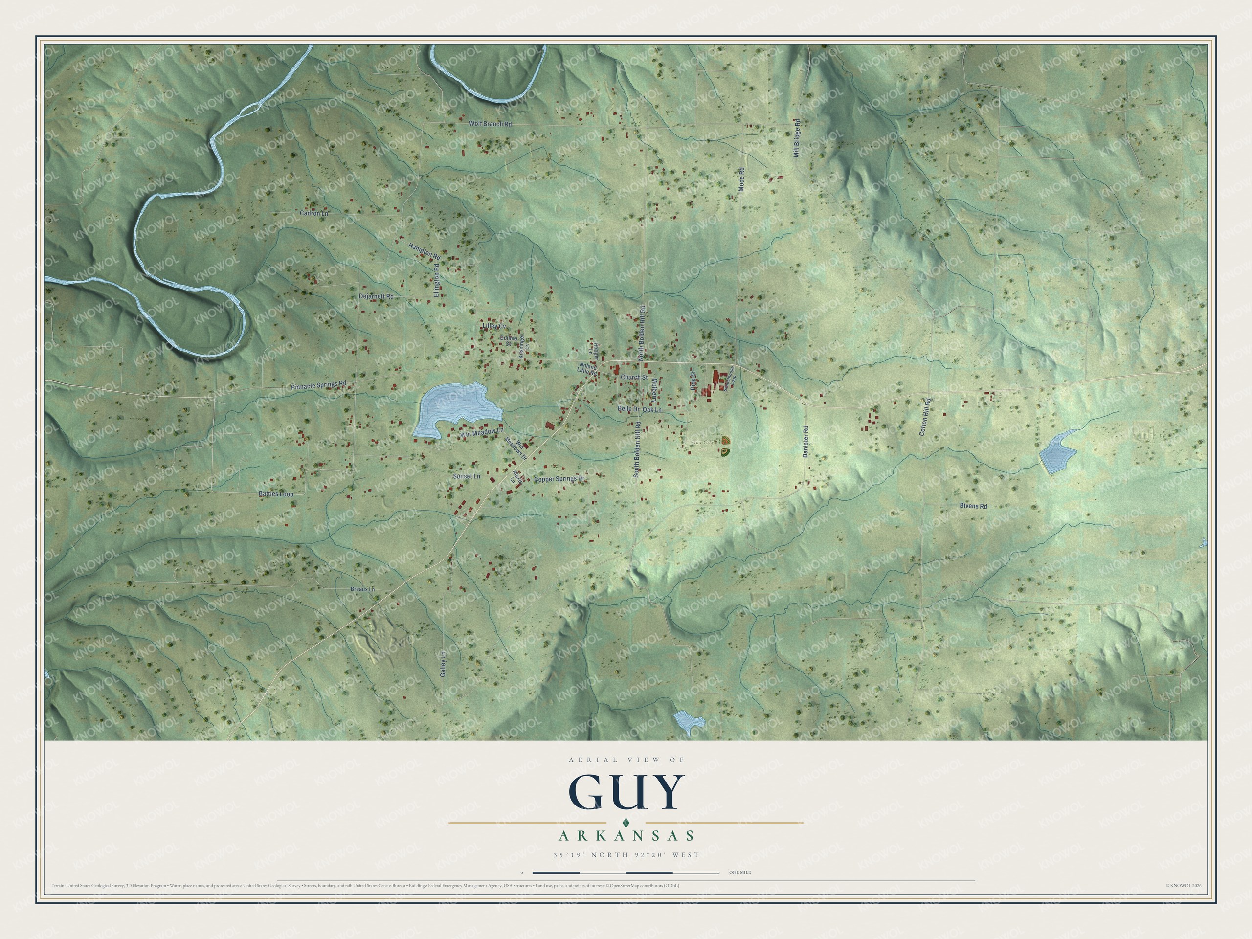 Watermarked full-map preview of Guy, Arkansas