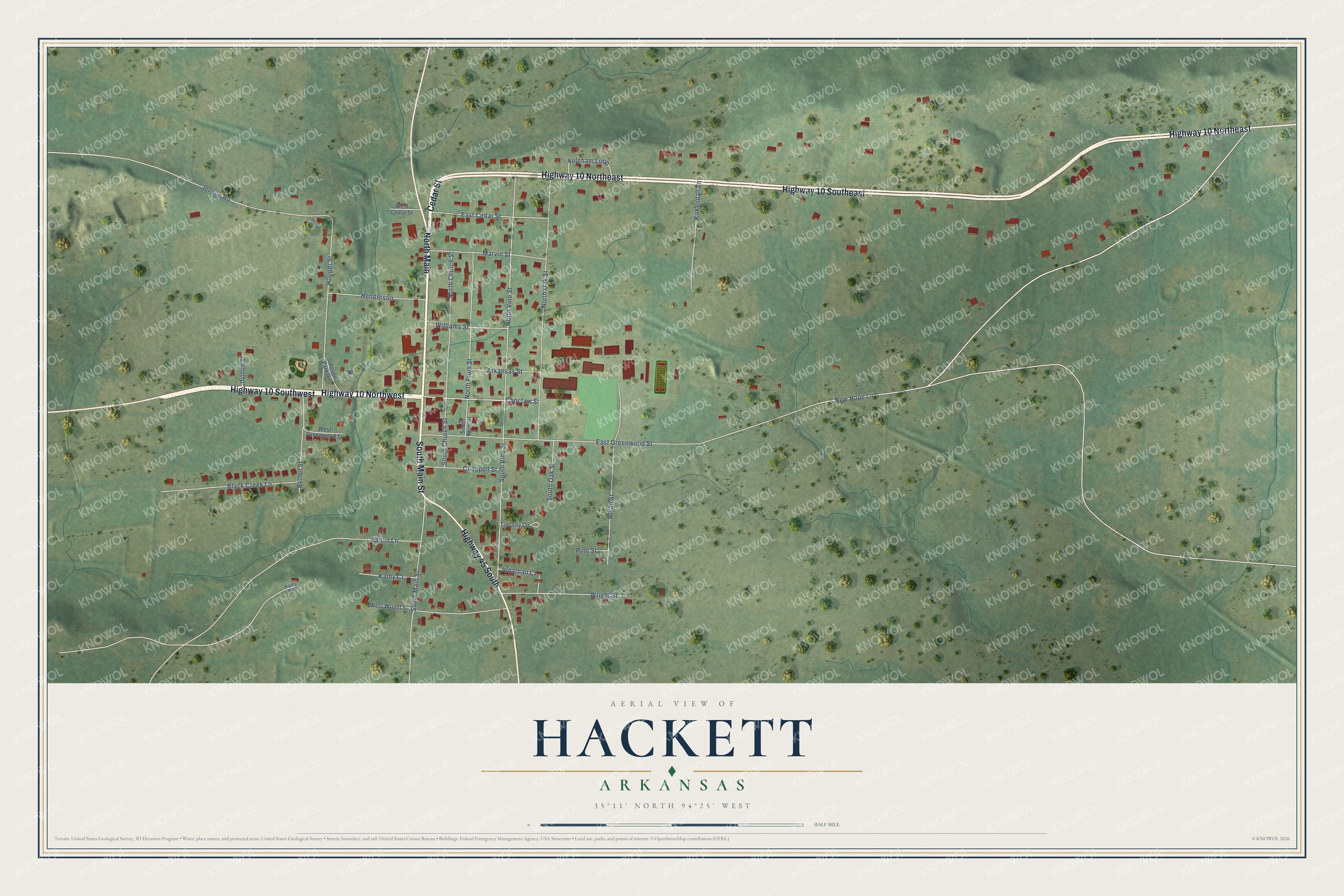 Watermarked full-map preview of Hackett, Arkansas