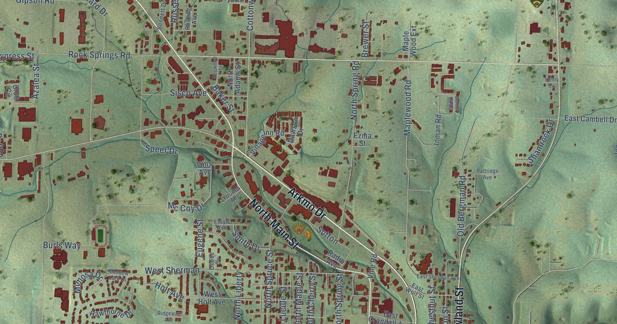 Map of Harrison, Arkansas in 2026