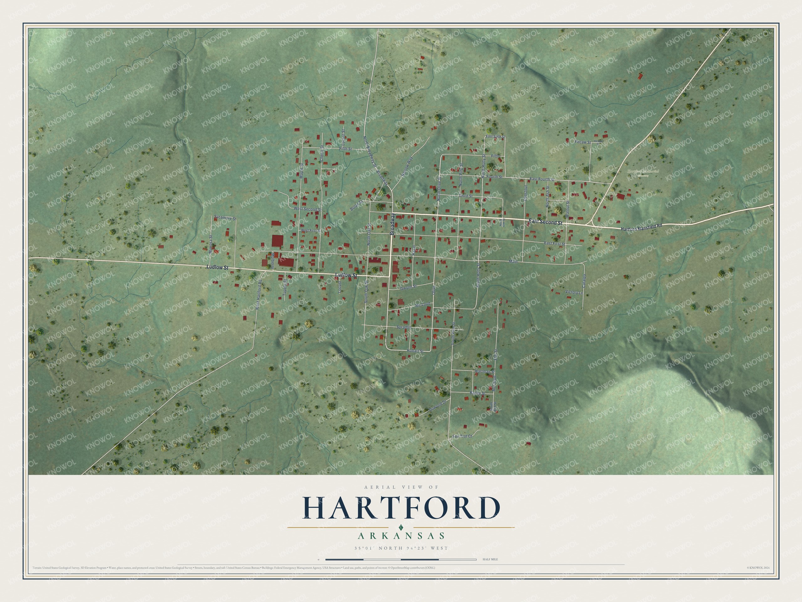 Watermarked full-map preview of Hartford, Arkansas