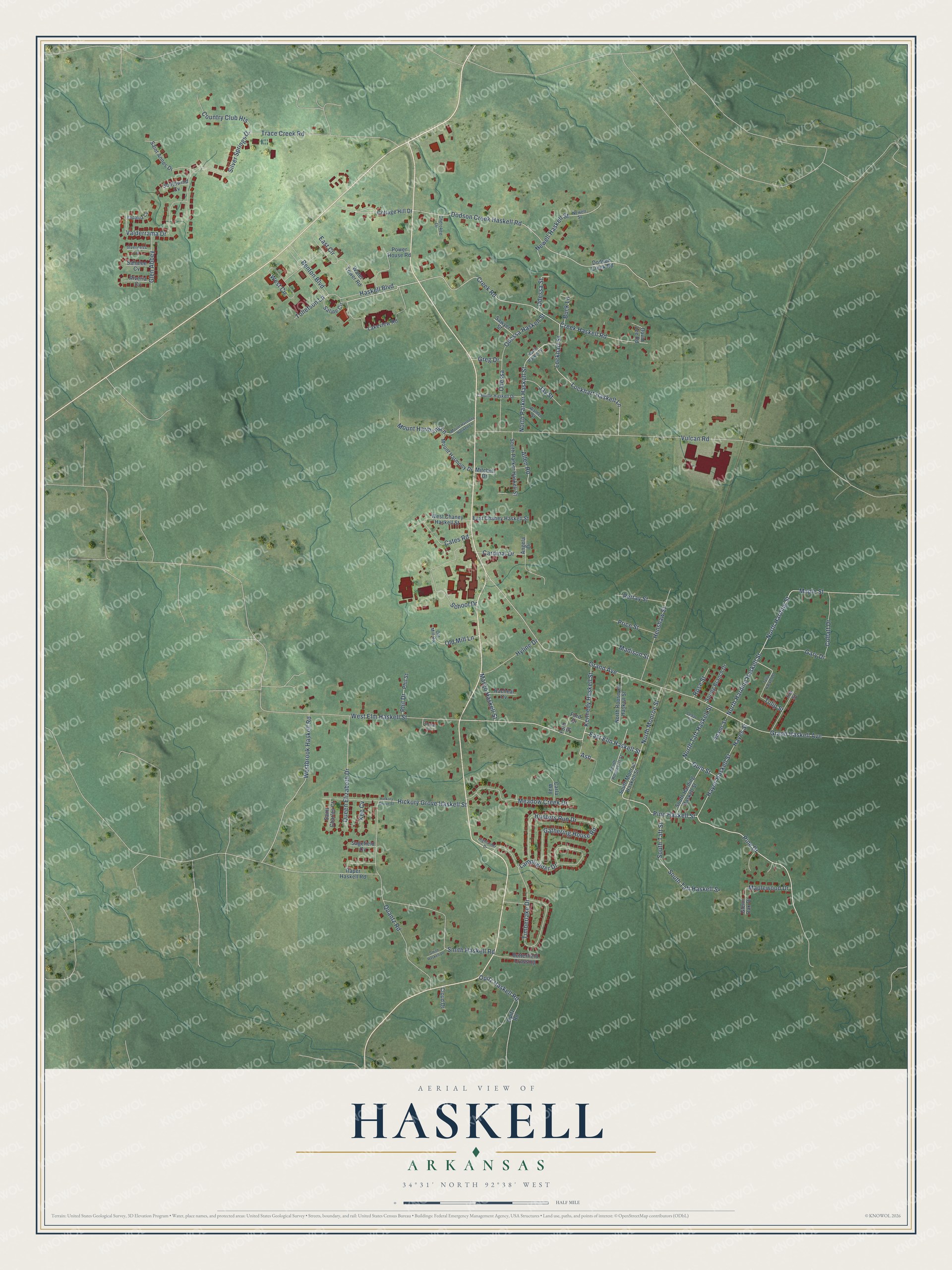 Watermarked full-map preview of Haskell, Arkansas