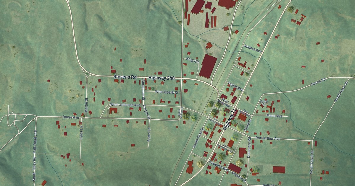 Map of Hatfield, Arkansas in 2026