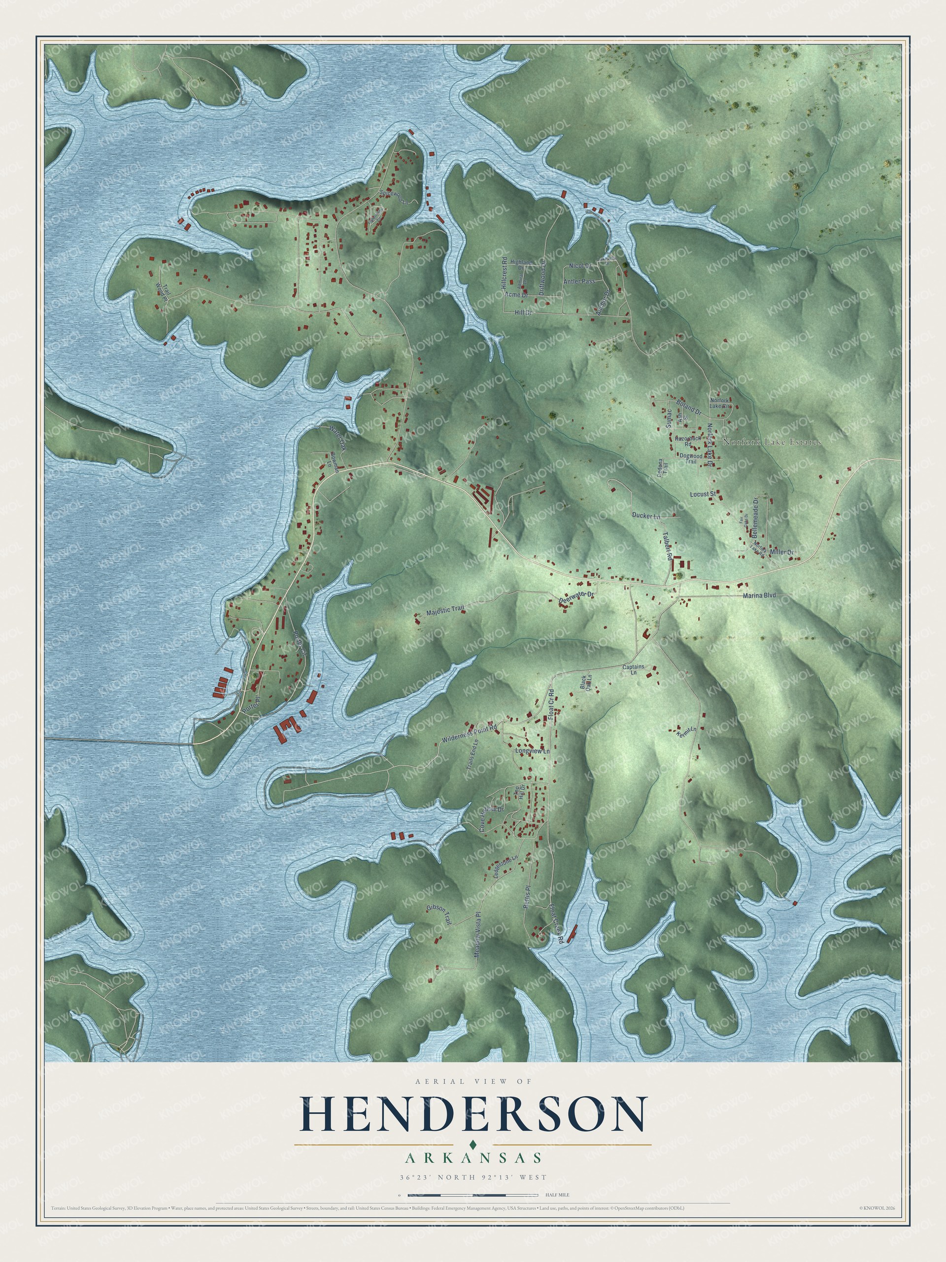 Watermarked full-map preview of Henderson, Arkansas