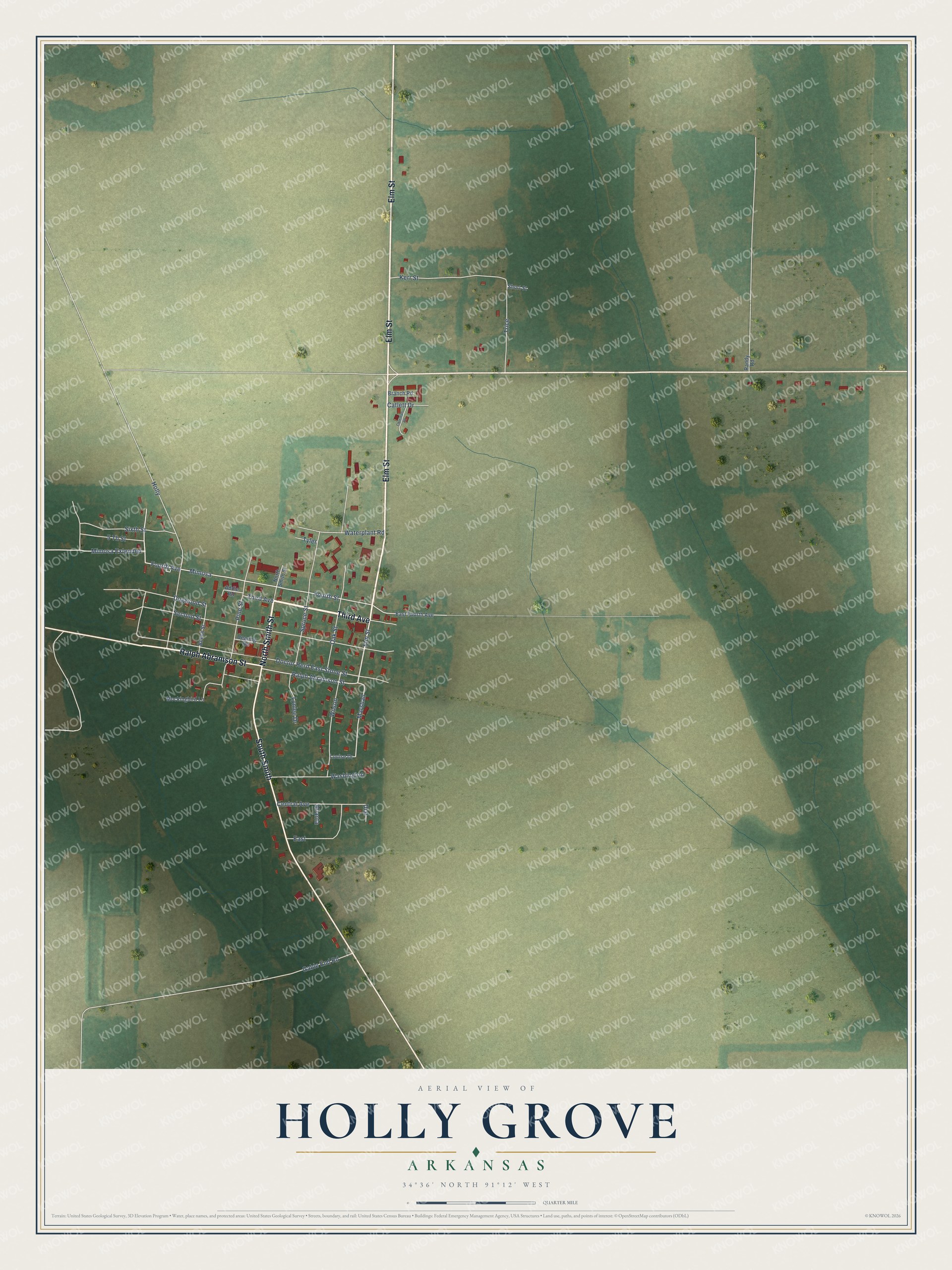 Watermarked full-map preview of Holly Grove, Arkansas