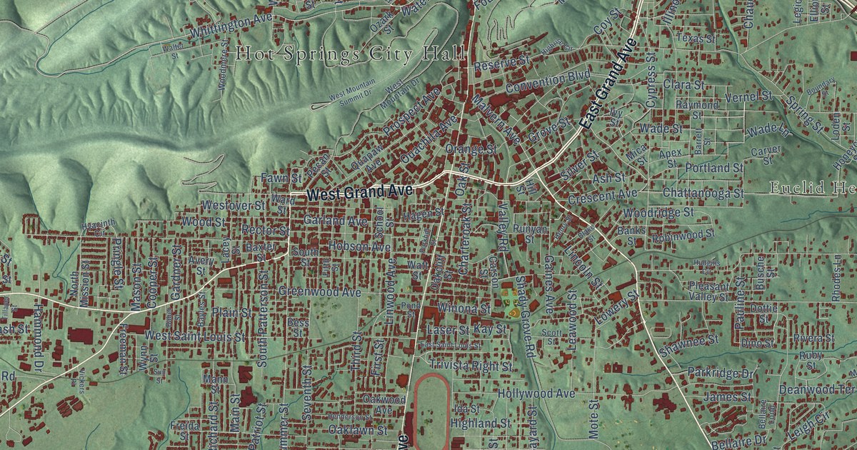 Map of Hot Springs, Arkansas in 2026