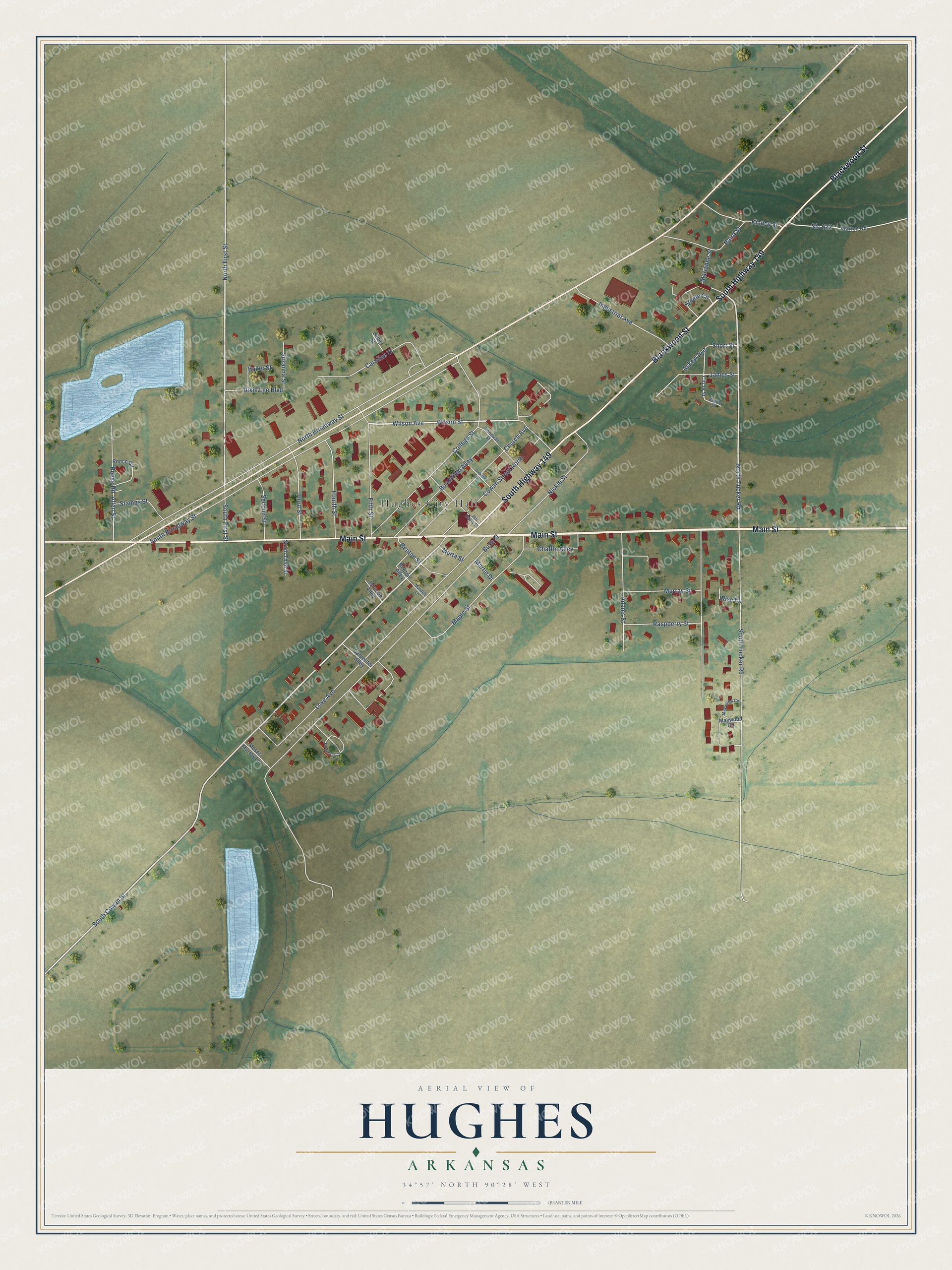 Watermarked full-map preview of Hughes, Arkansas