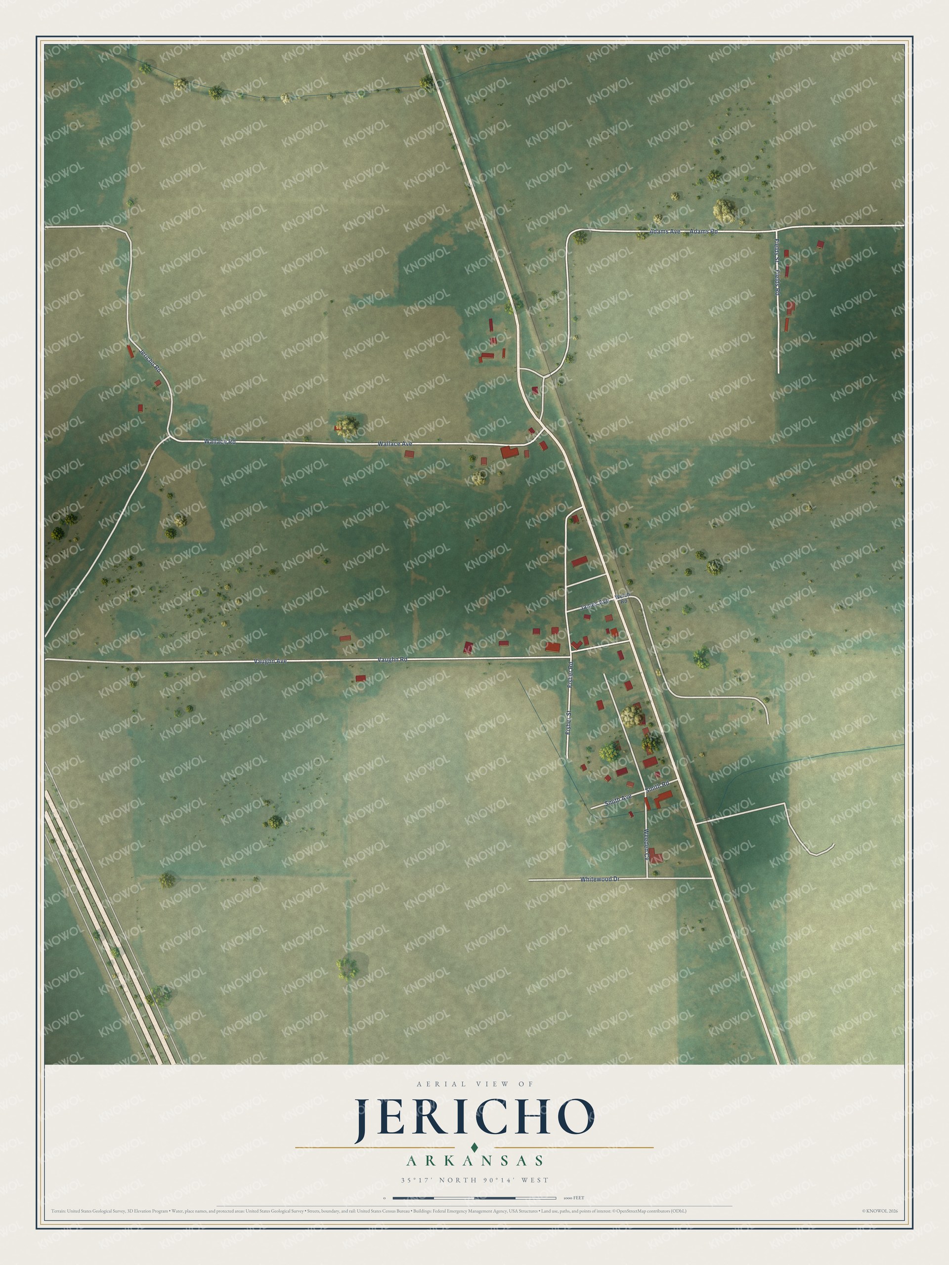 Watermarked full-map preview of Jericho, Arkansas