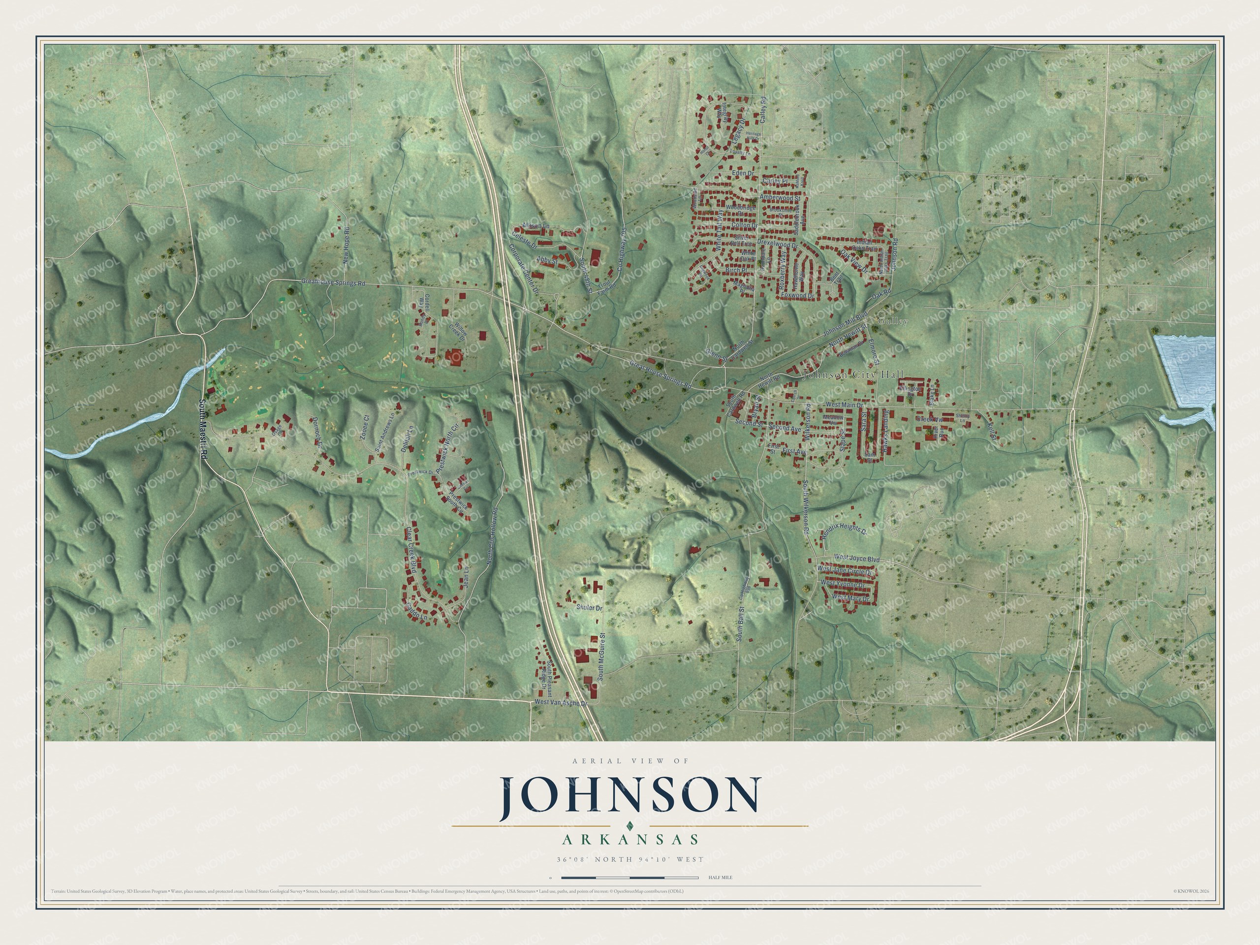 Watermarked full-map preview of Johnson, Arkansas