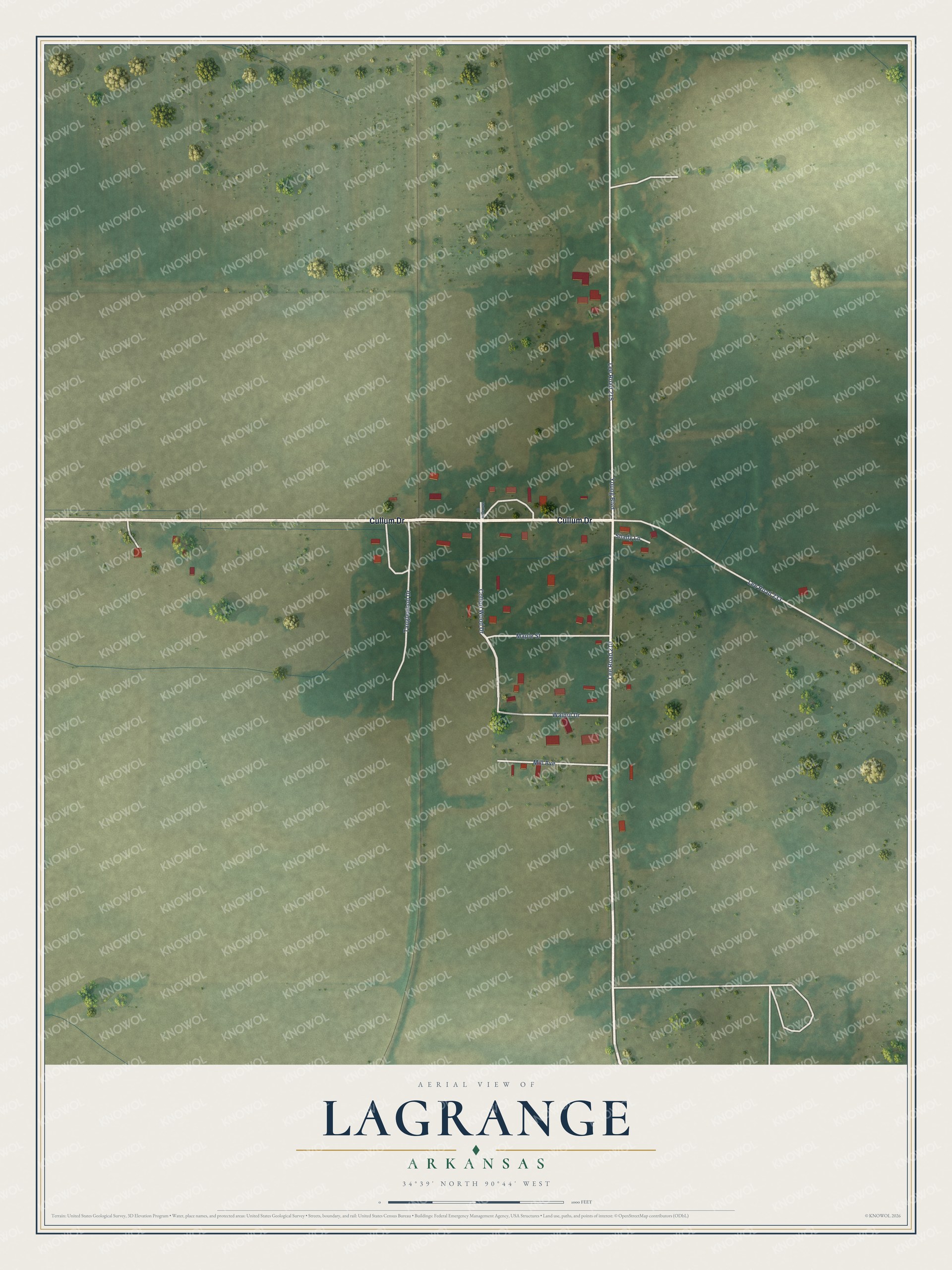 Watermarked full-map preview of LaGrange, Arkansas