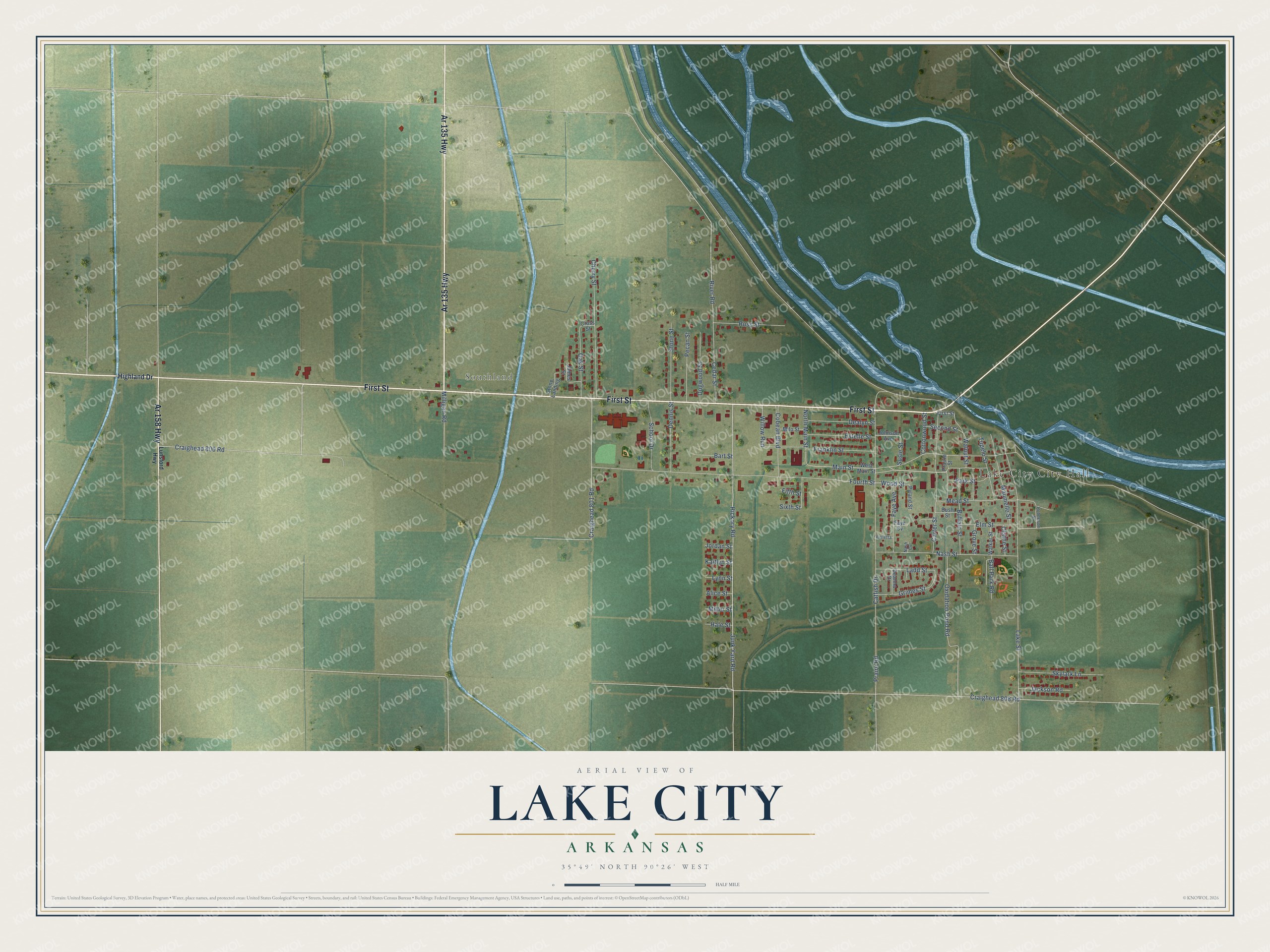 Watermarked full-map preview of Lake City, Arkansas
