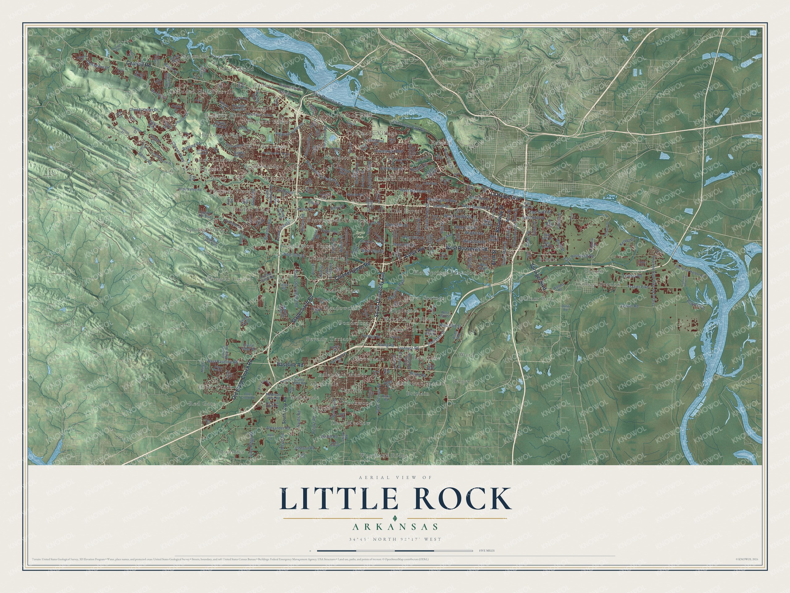 Watermarked full-map preview of Little Rock, Arkansas