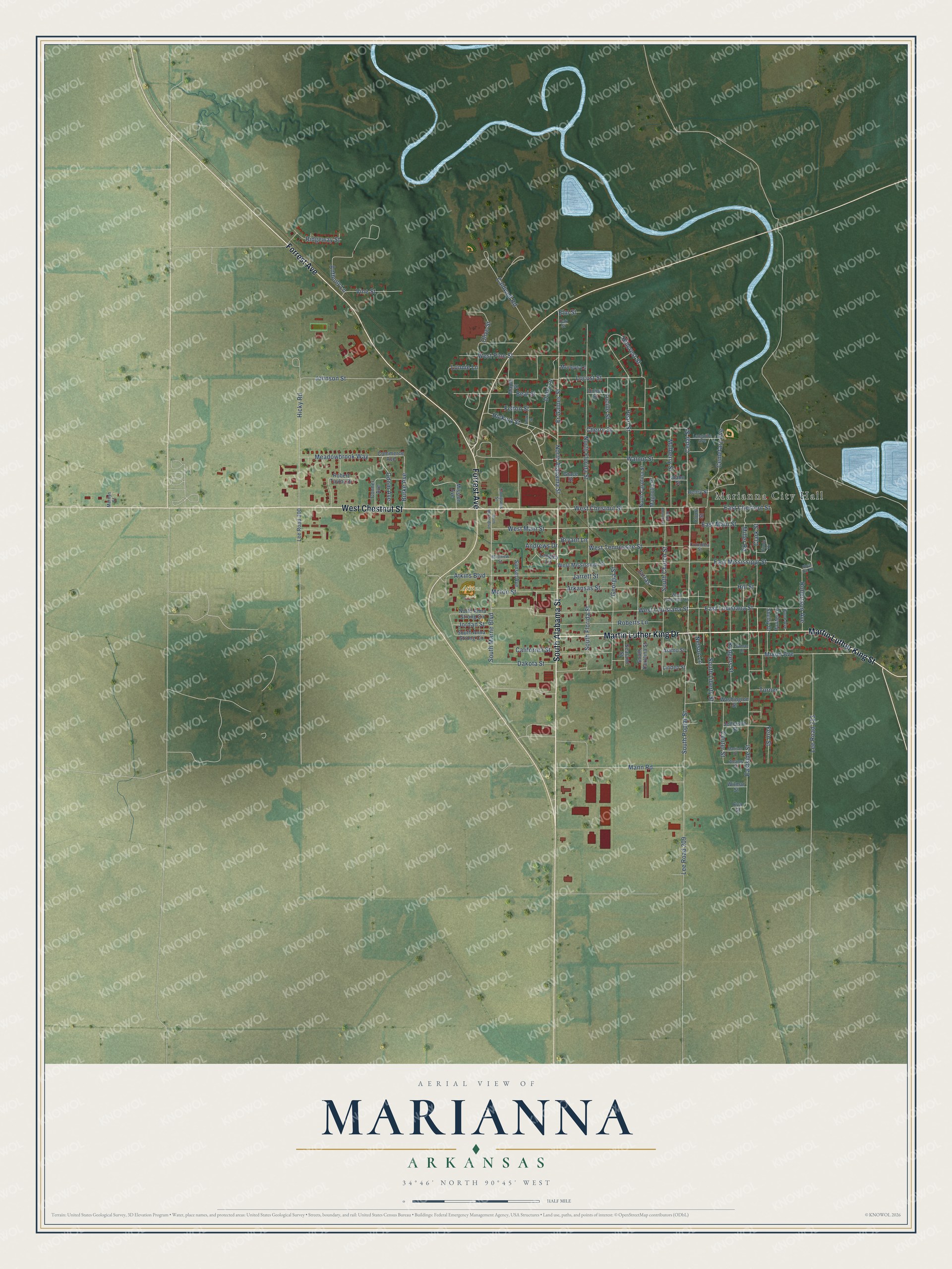 Watermarked full-map preview of Marianna, Arkansas