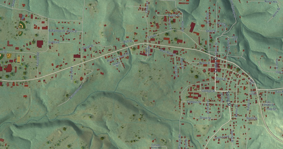 Map of Marshall, Arkansas in 2026