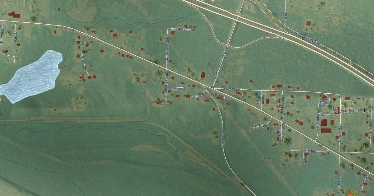 Map of Menifee, Arkansas in 2026