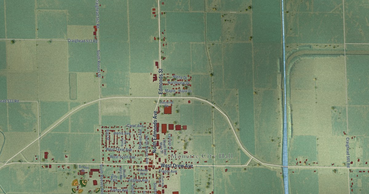 Map of Monette, Arkansas in 2026