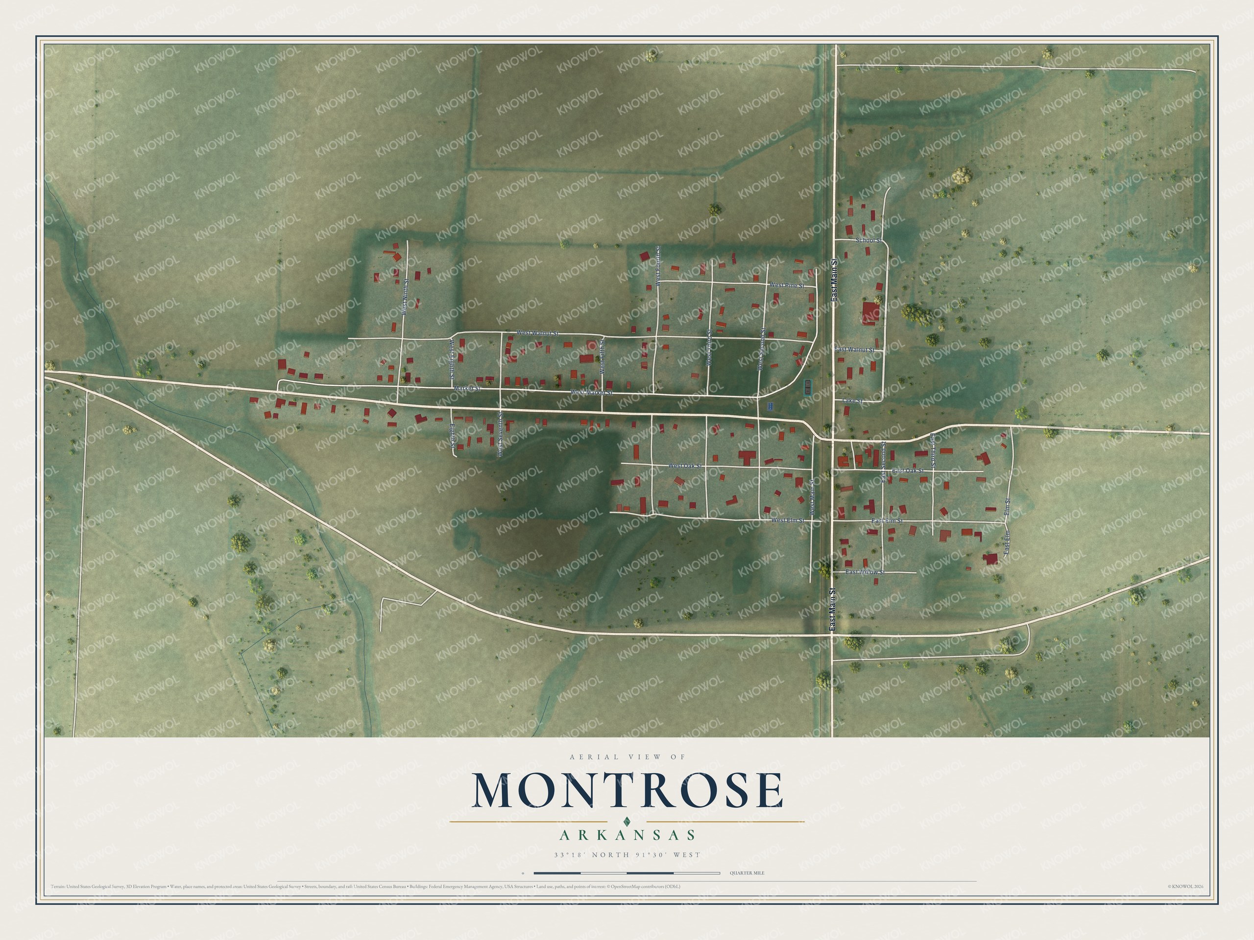 Watermarked full-map preview of Montrose, Arkansas