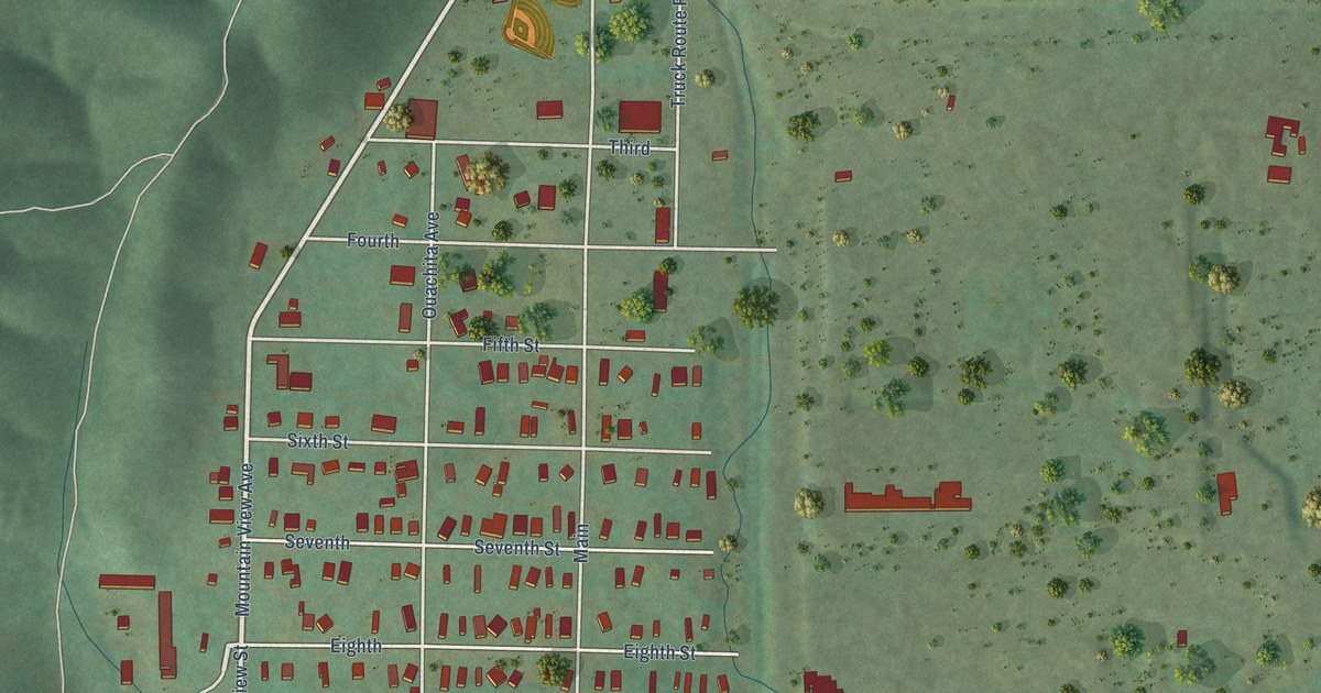 Map of Mountain Pine, Arkansas in 2026