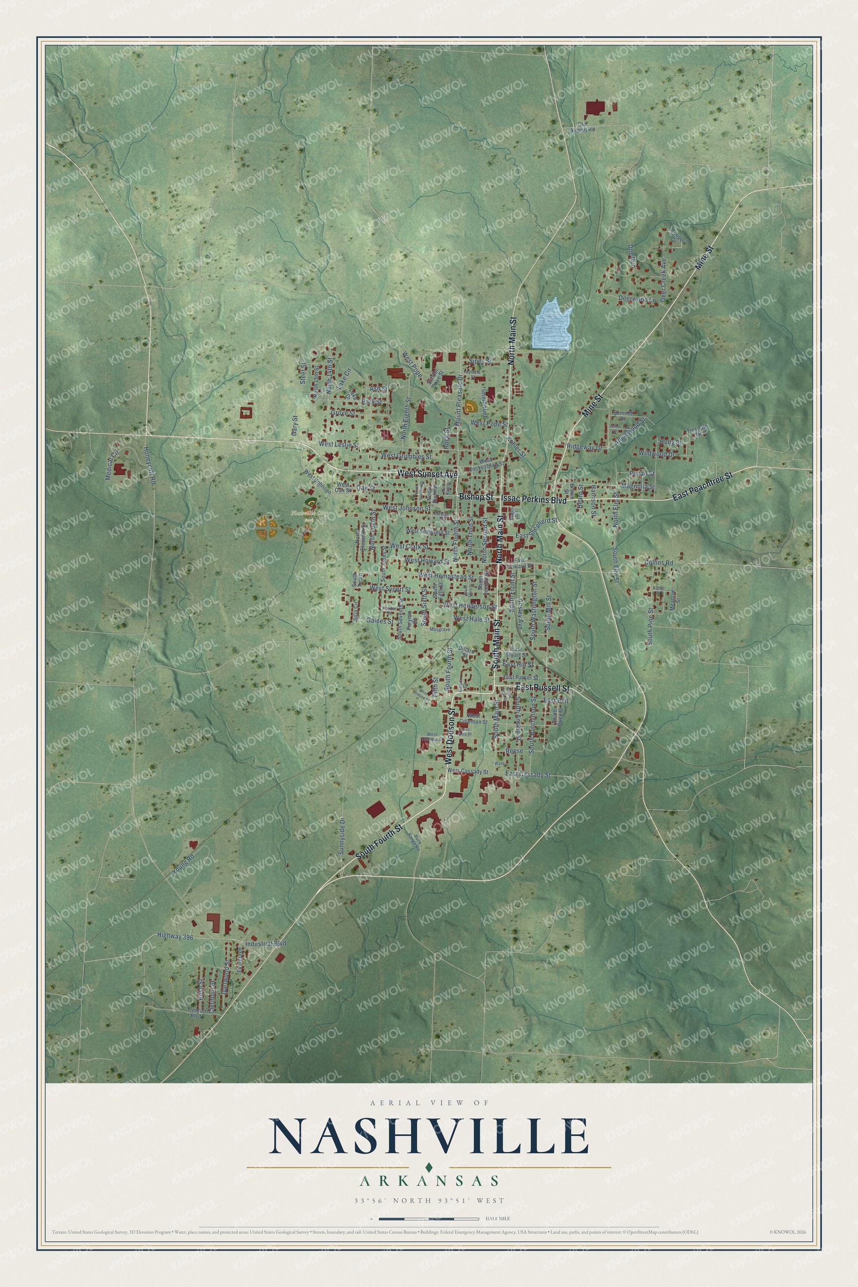 Watermarked full-map preview of Nashville, Arkansas