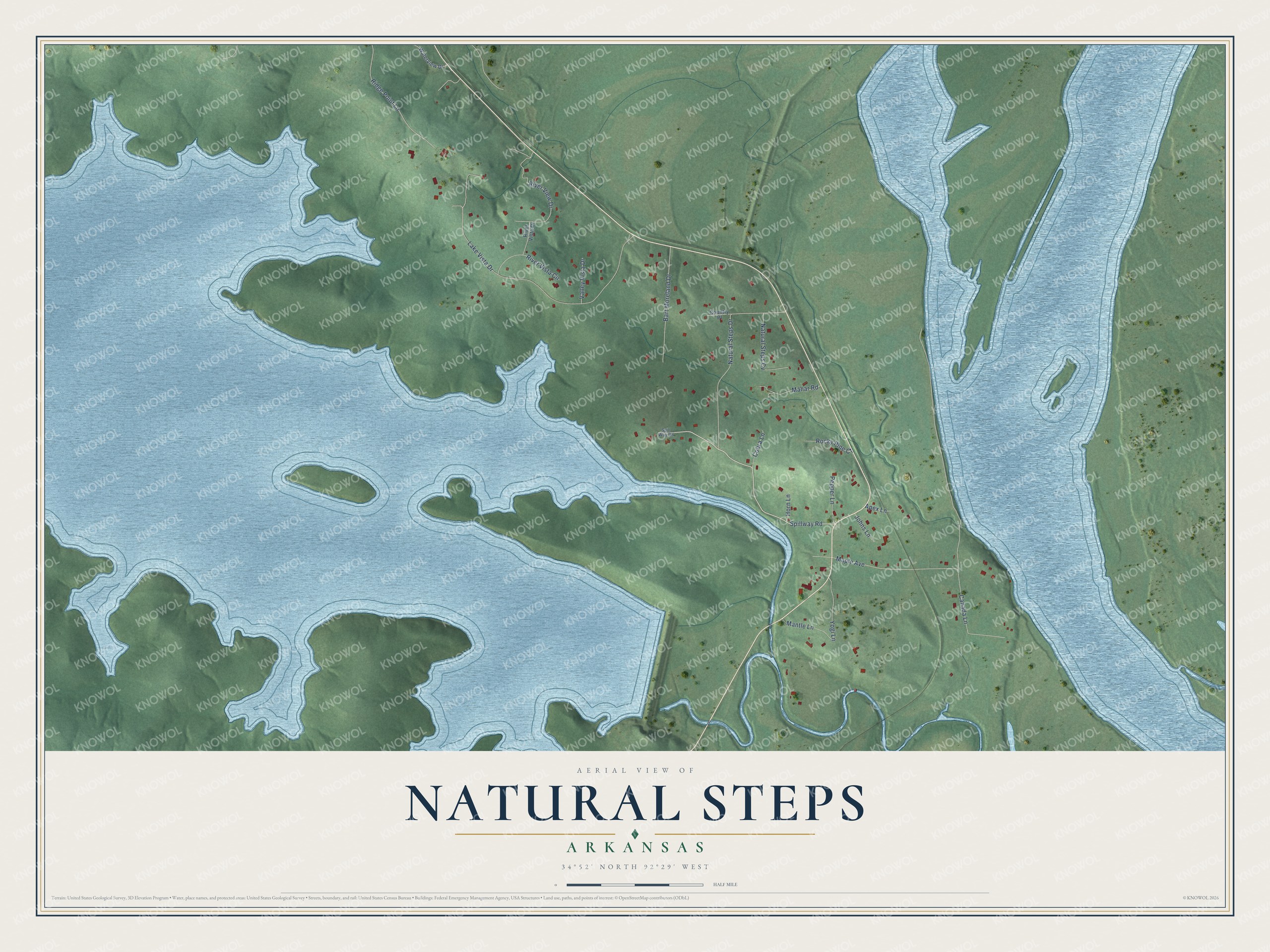 Watermarked full-map preview of Natural Steps, Arkansas