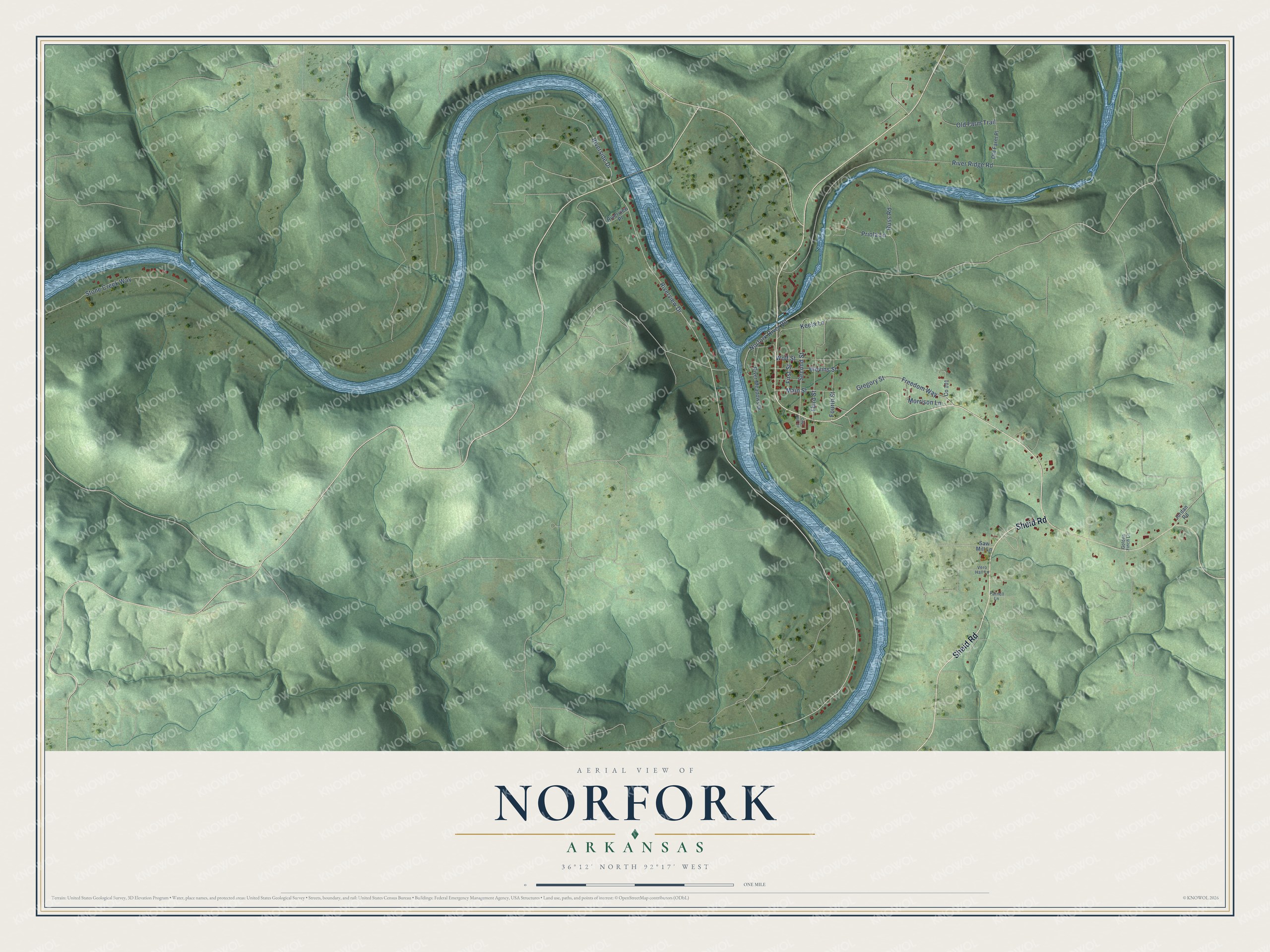 Watermarked full-map preview of Norfork, Arkansas