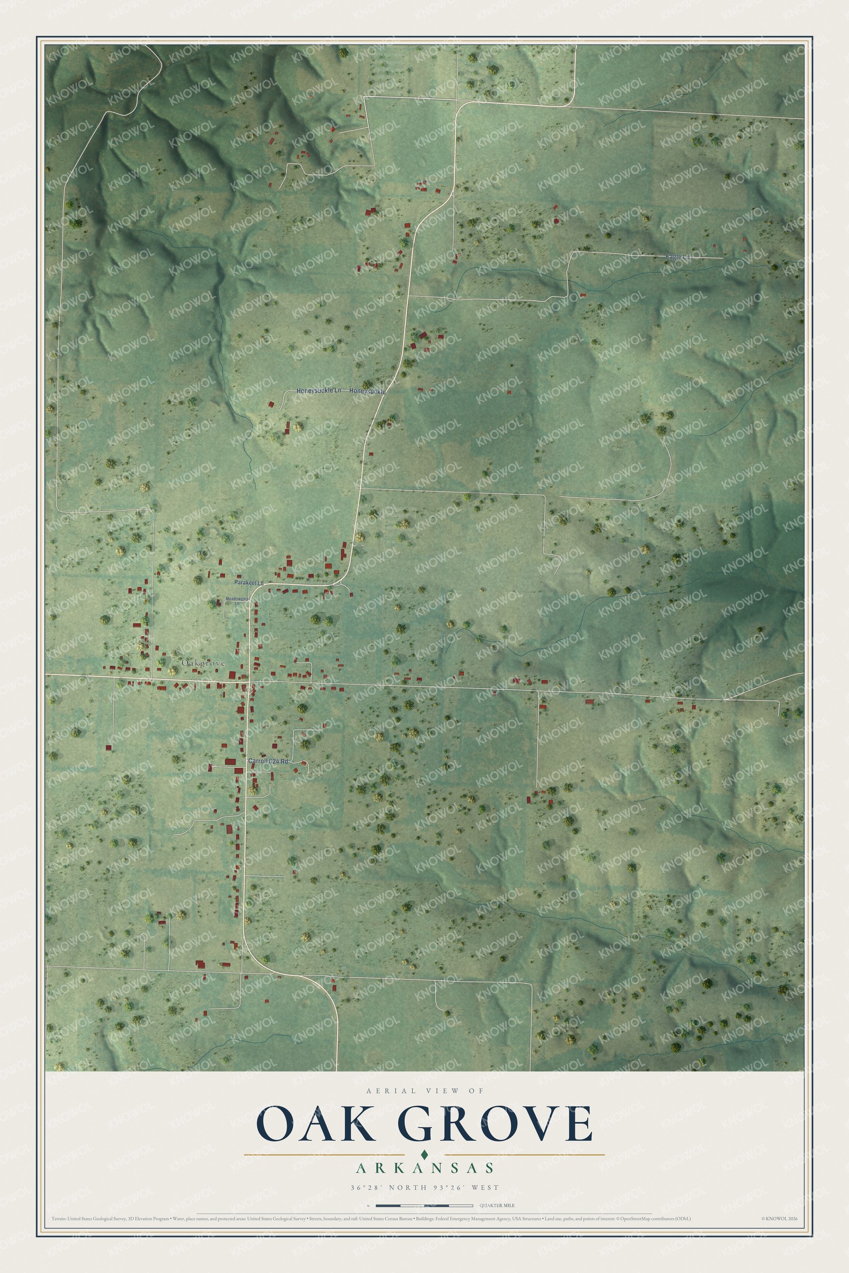 Watermarked full-map preview of Oak Grove, Arkansas