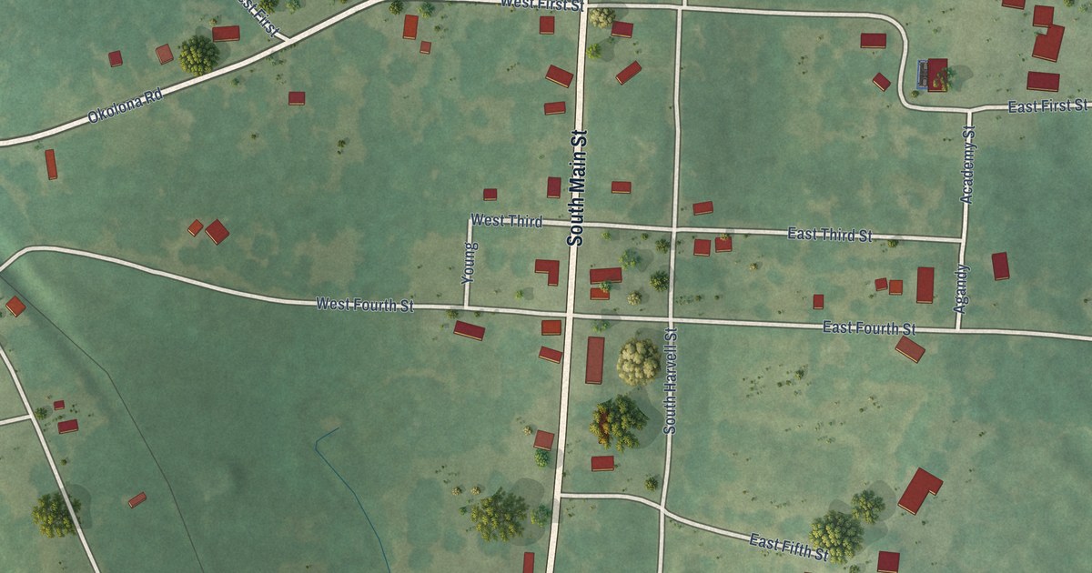 Map of Okolona, Arkansas in 2026
