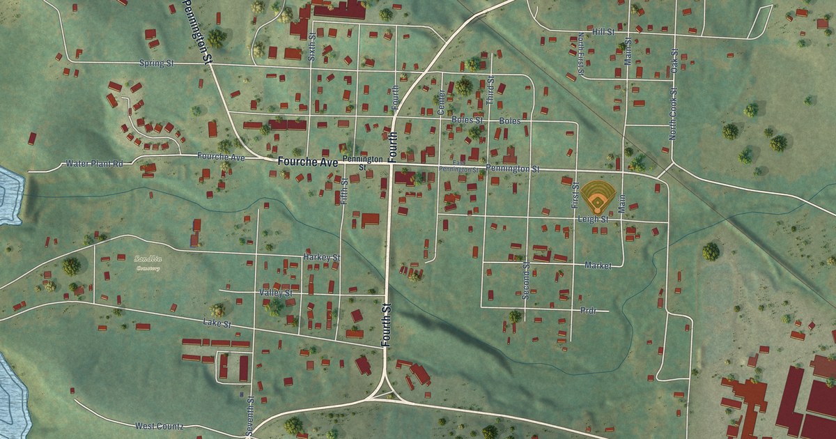 Map of Ola, Arkansas in 2026