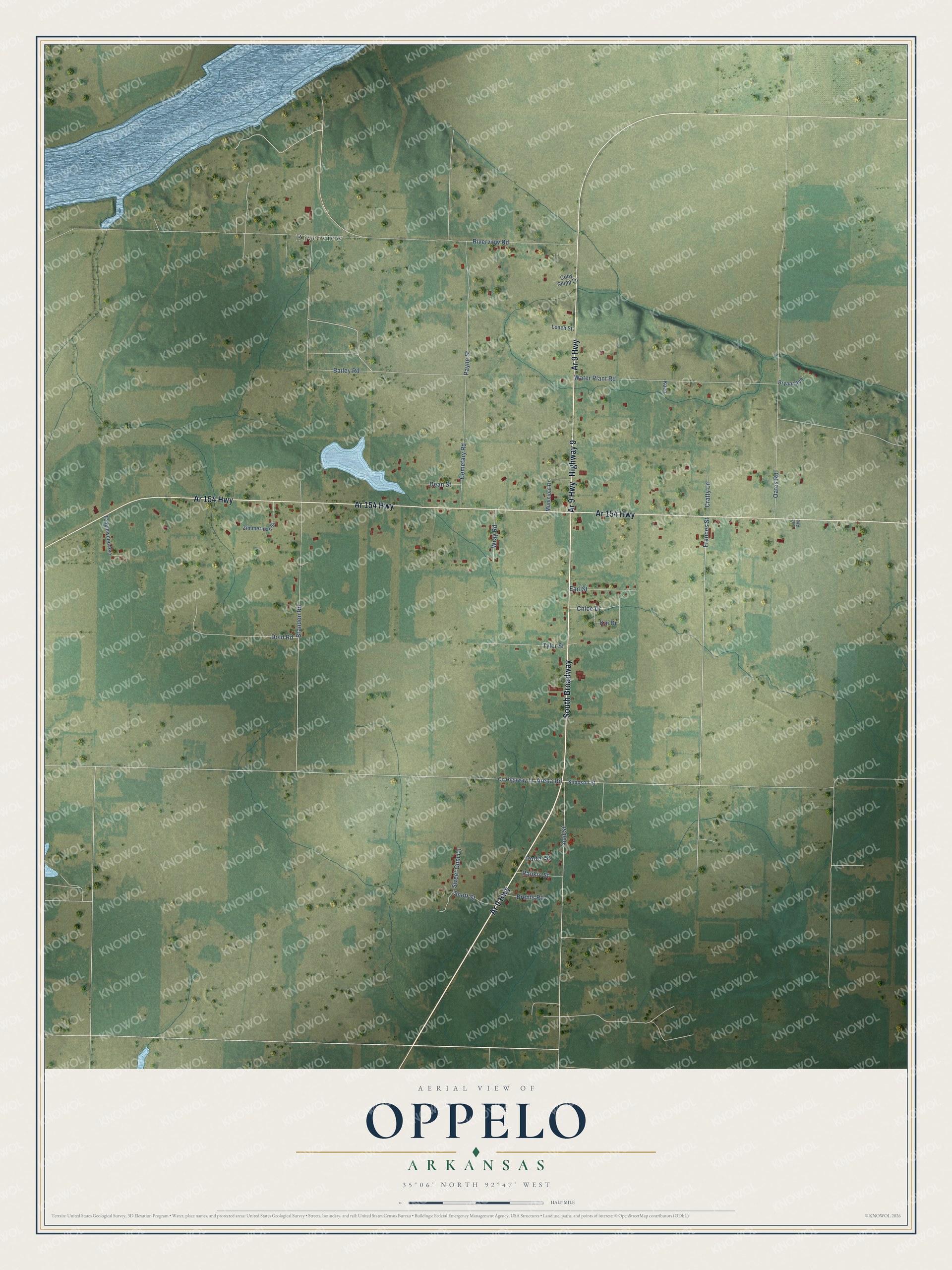 Watermarked full-map preview of Oppelo, Arkansas