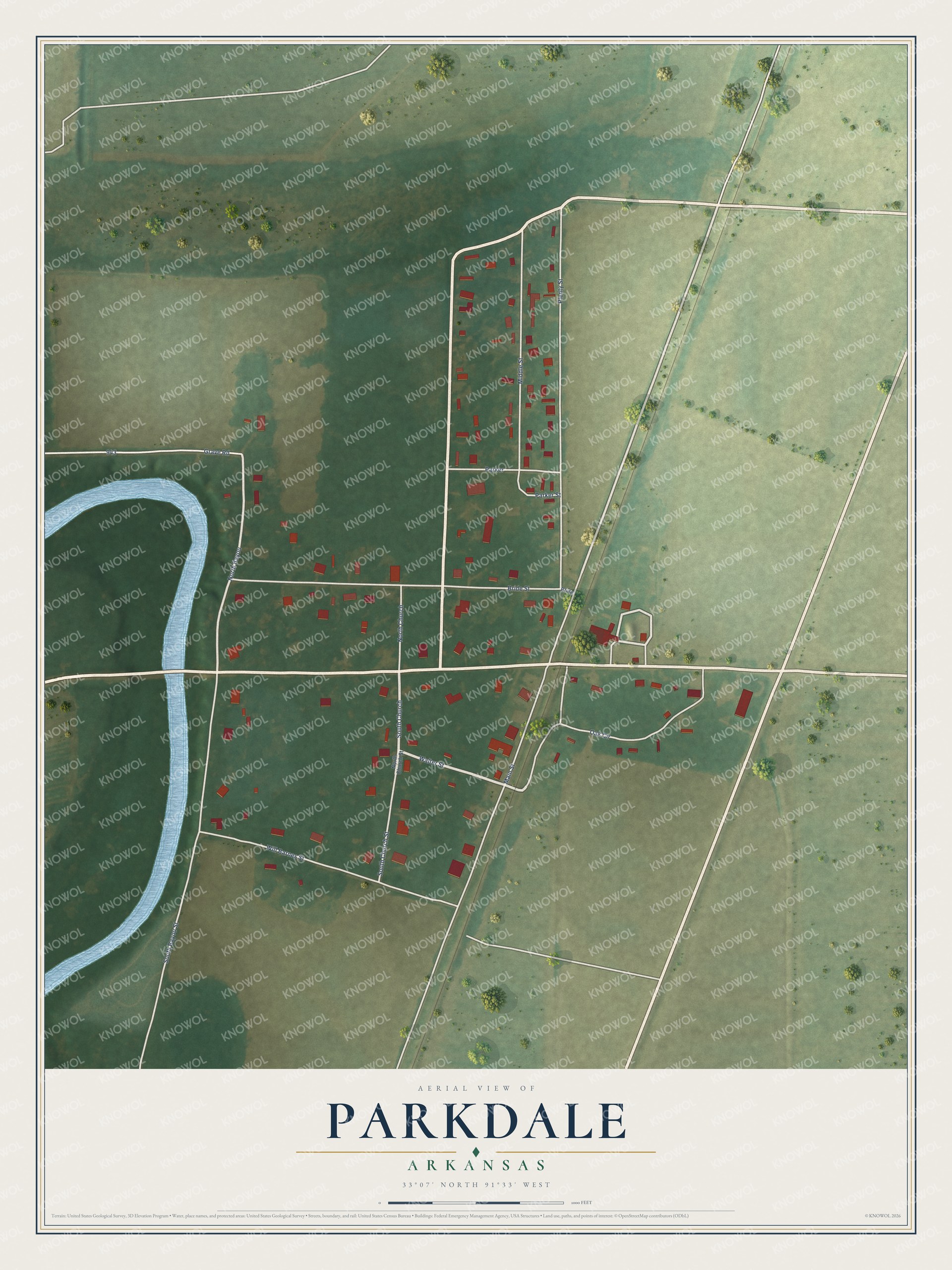 Watermarked full-map preview of Parkdale, Arkansas